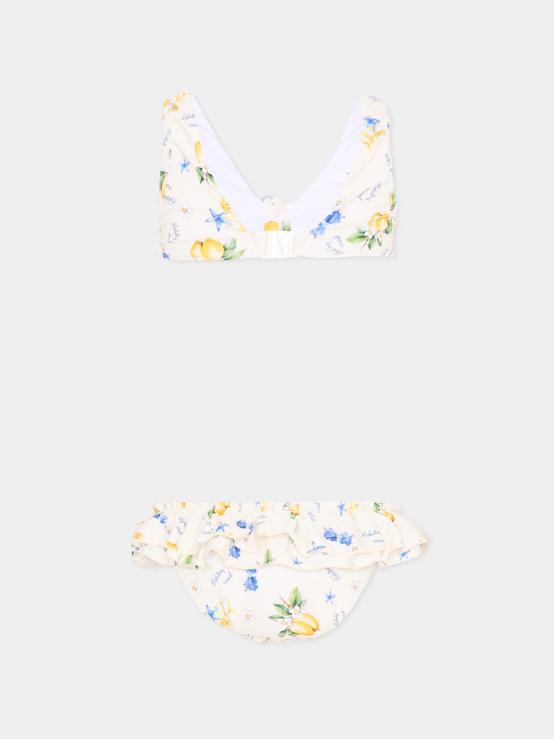 Slip e bikini giallo per bambina con limoni,Monnalisa,19G006 - 7039 - 0014
