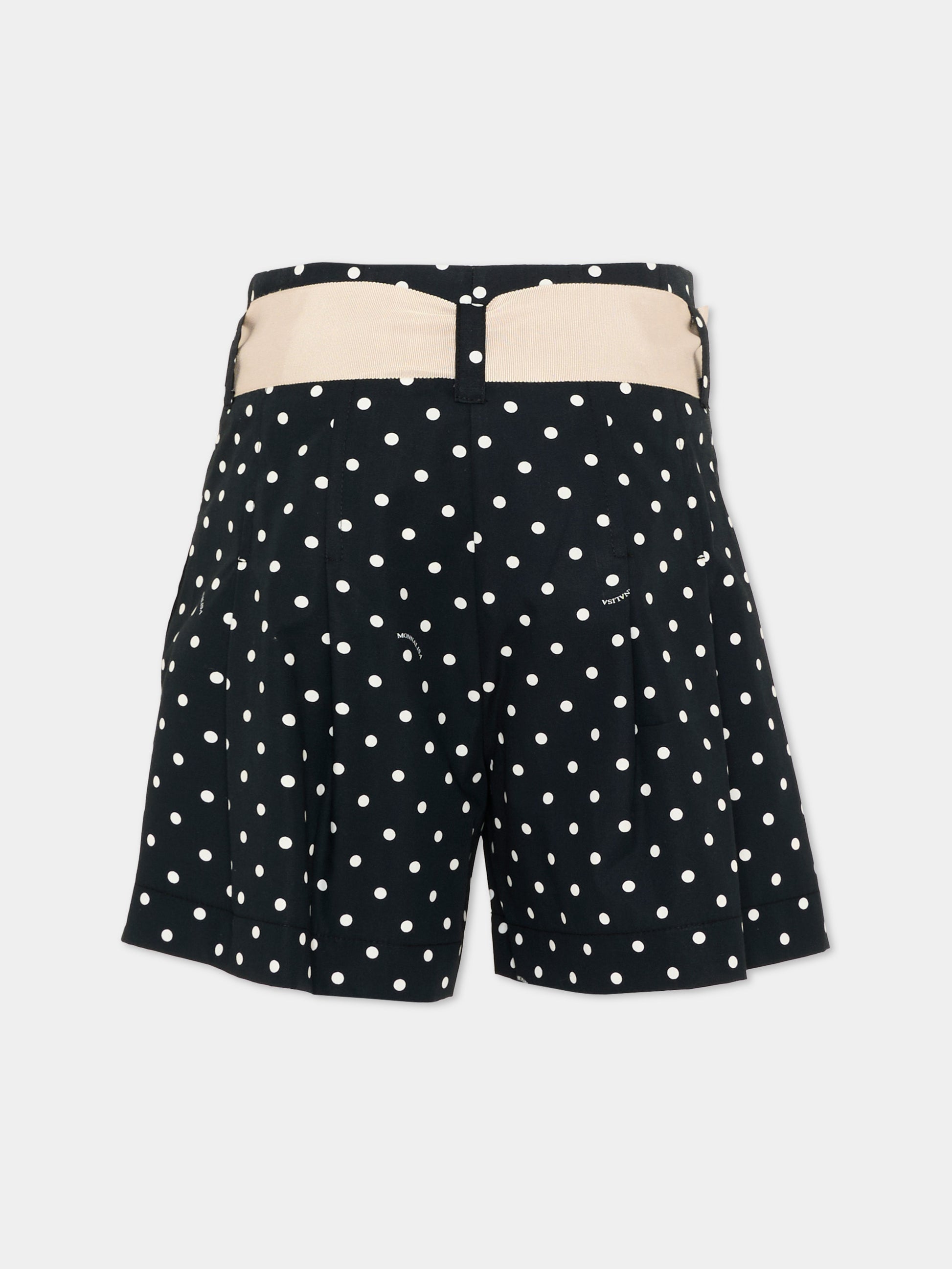 Shorts nero a pois per bambina,Monnalisa,11G413 - 7600 - 5099