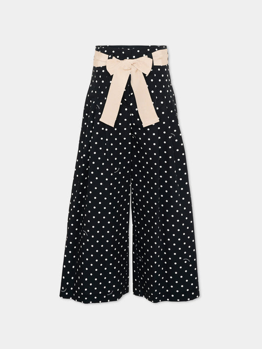Pantaloni neri a pois per bambina,Monnalisa,11G414 - 7600 - 5099