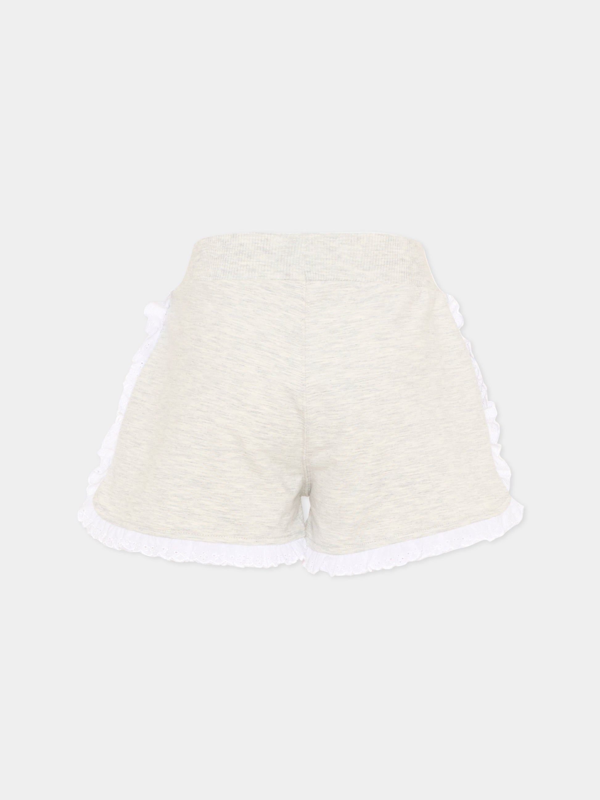 Shorts sportivi grigi per bambina con pizzo,Monnalisa,19G410 - 7031 - 0032