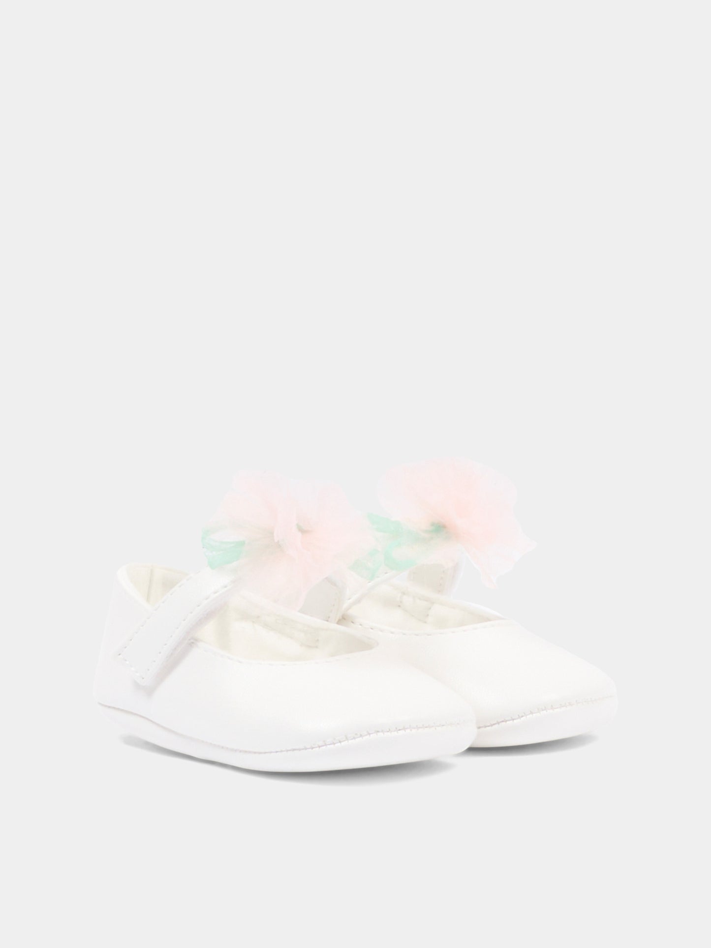 Ballerina bianca per neonata con applicazione floreale,Monnalisa,73G001 - 7768 - 0001