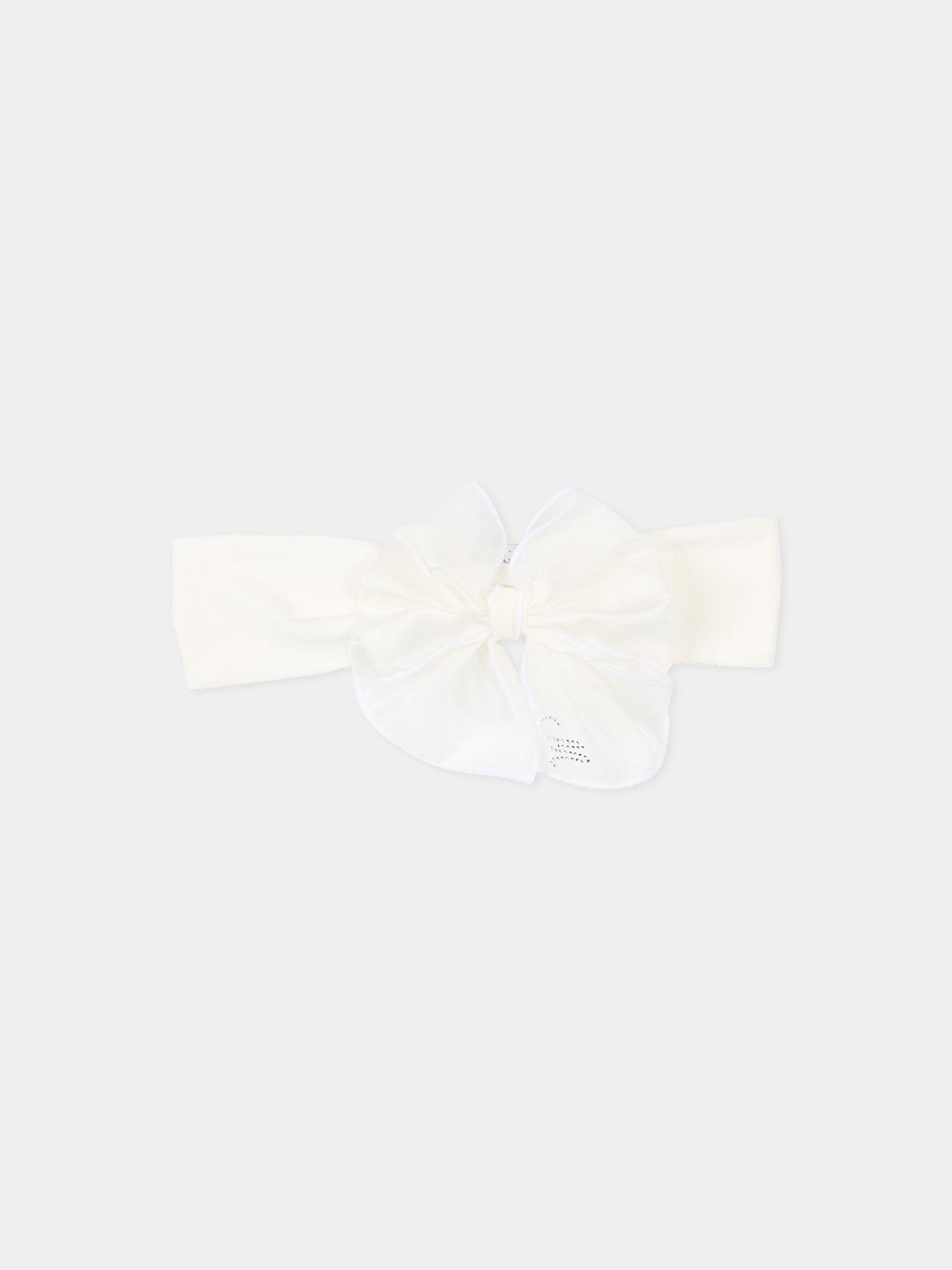 Fascia bianca per neonata con fiocco,Monnalisa,73G006 - 7133 - 0001