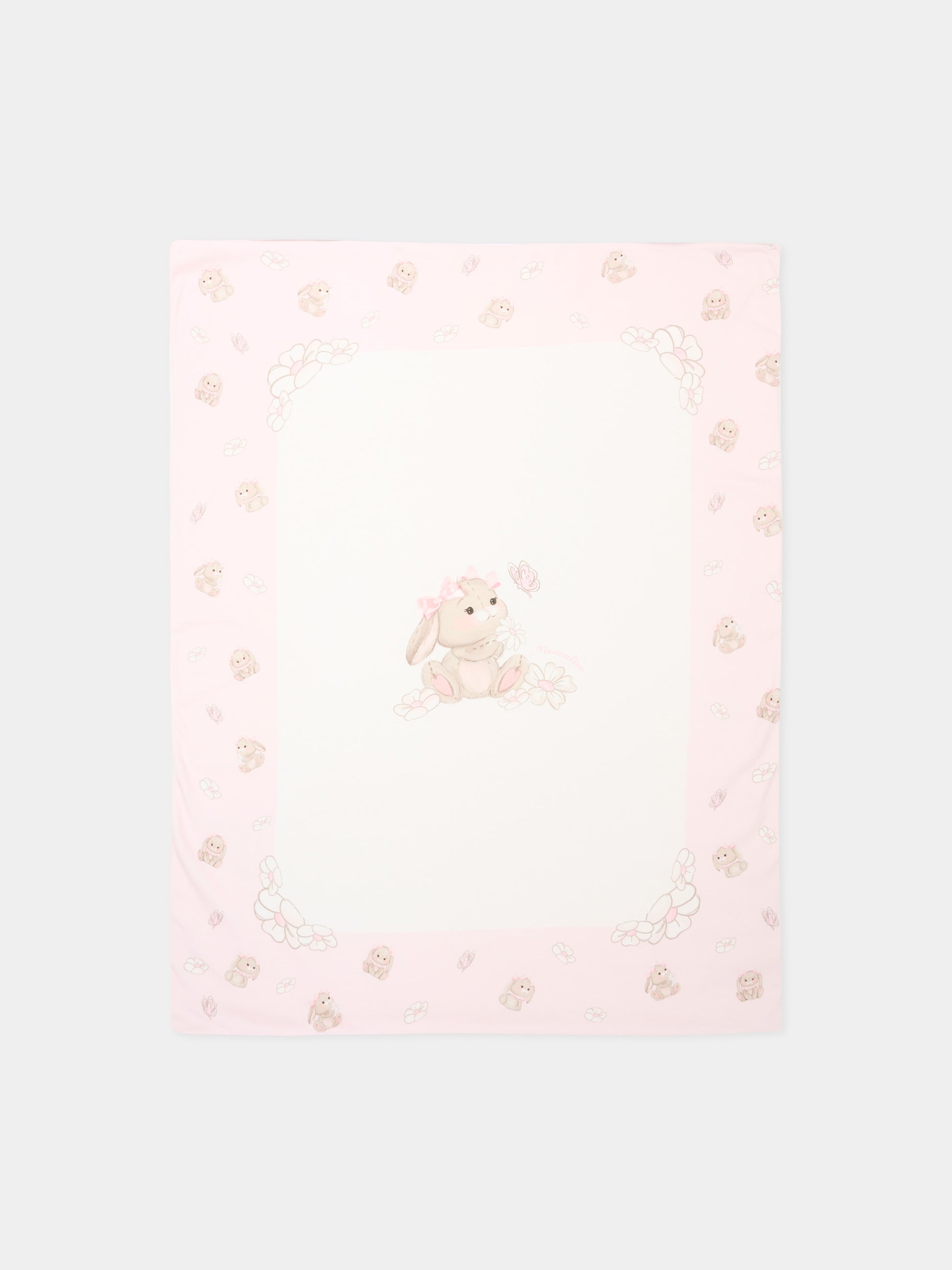 Coperta avorio per neonata con coniglietti,Monnalisa,35G011 - 7000 - 0190