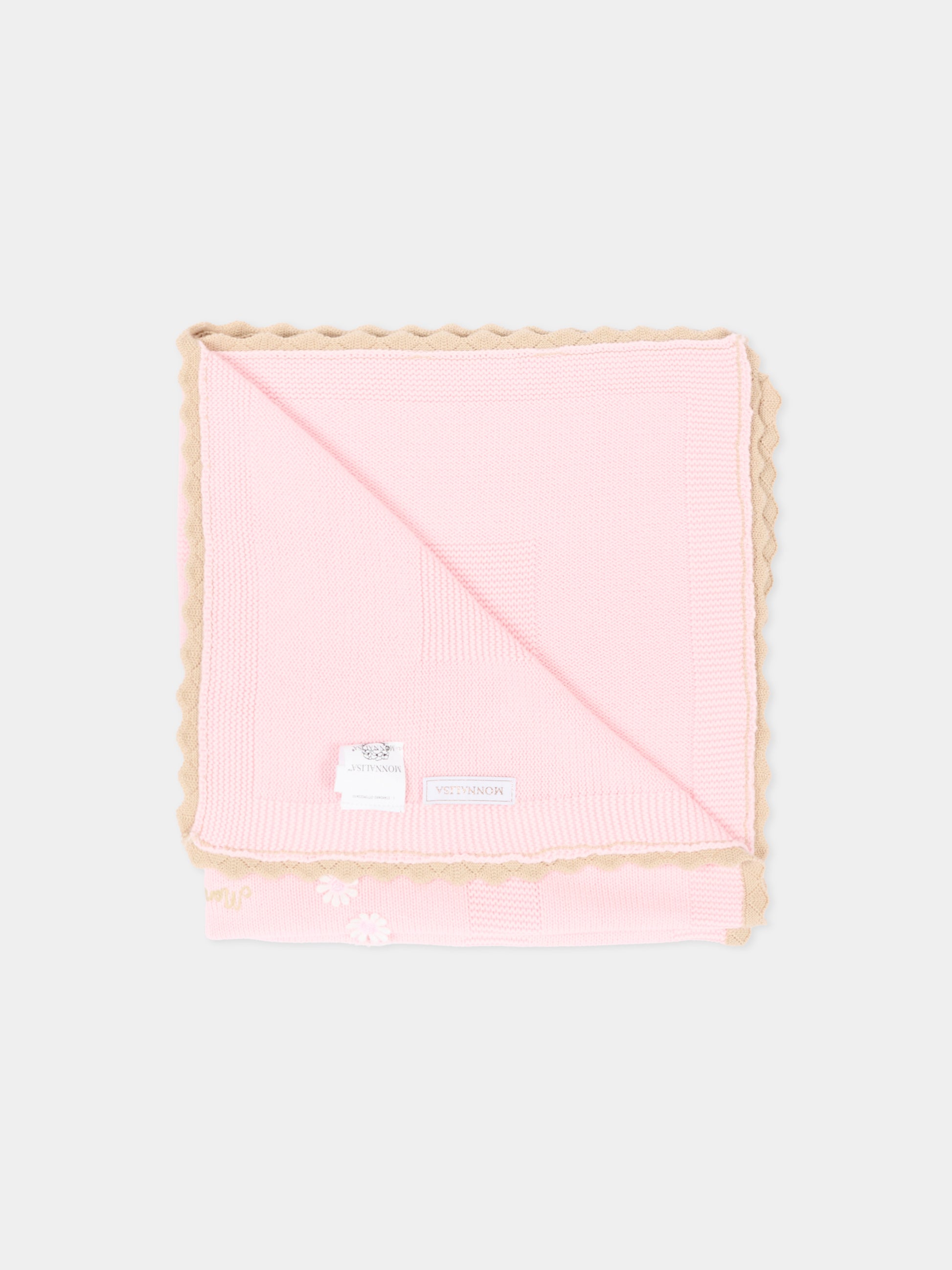 Coperta rosa per neonata con logo,Monnalisa,35G005 - 7040 - 0090