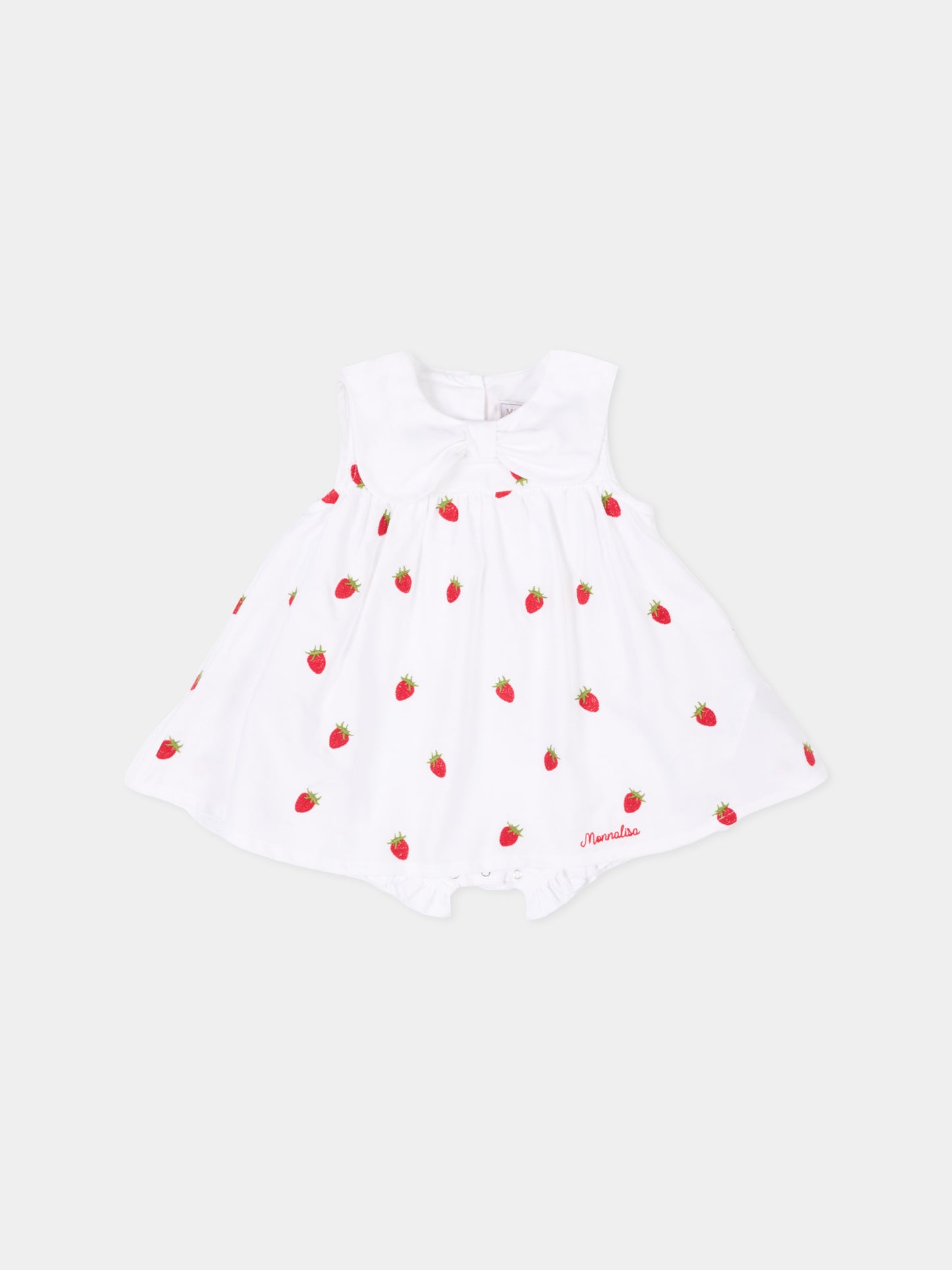 Vestito bianco per neonata con fragole,Monnalisa,35G209 - 7083 - 9944