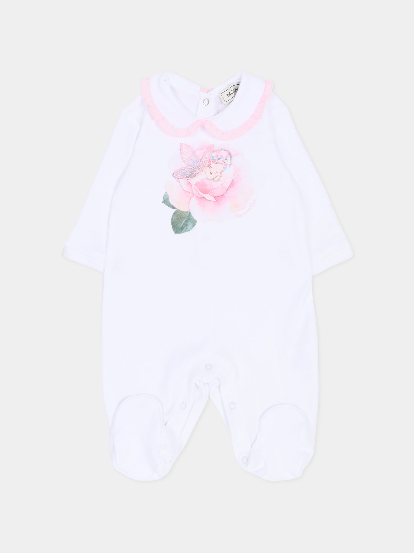 Tutina bianca per neonata con fatina,Monnalisa,35G202 - 7000 - 0099