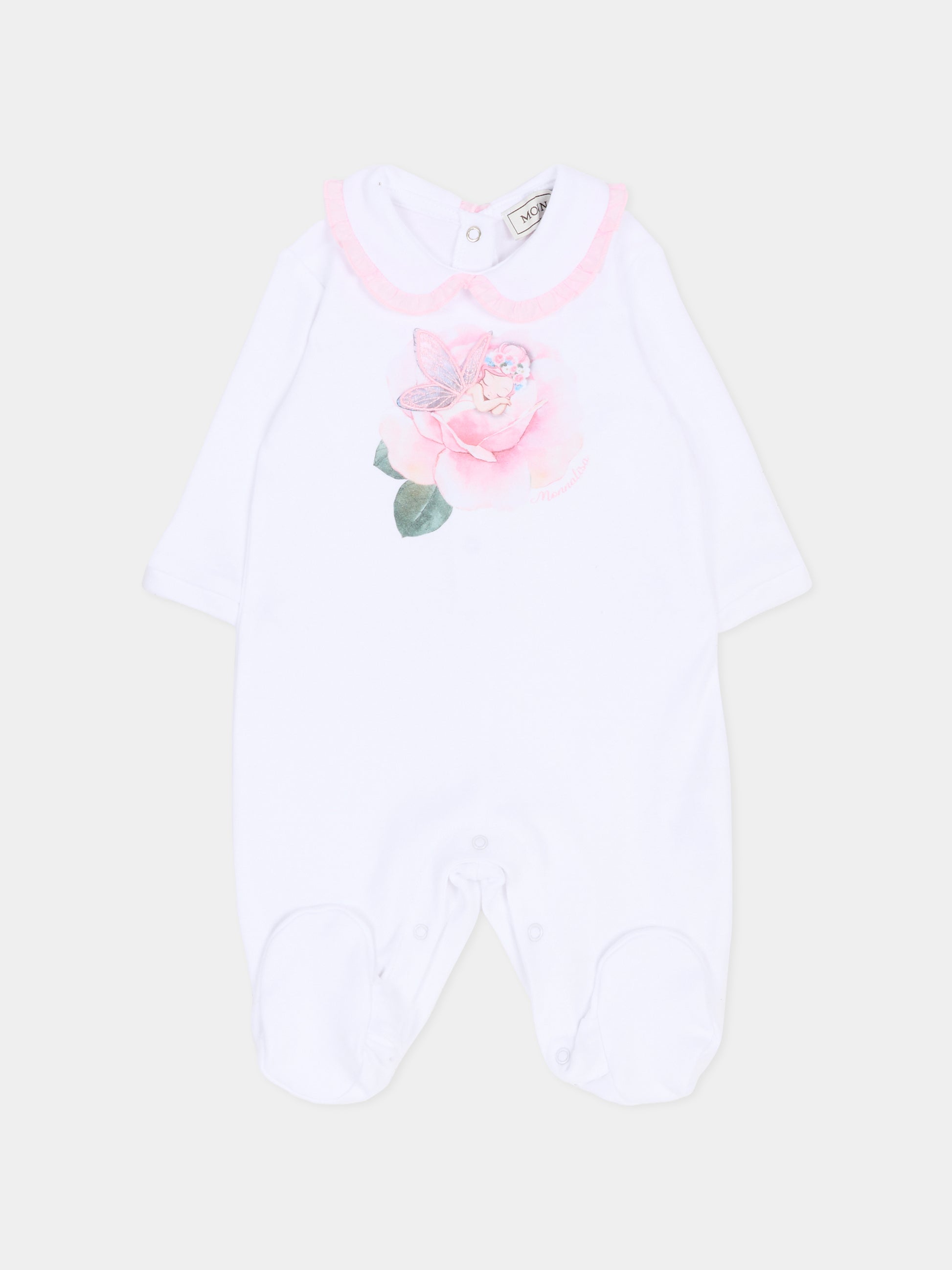 Tutina bianca per neonata con fatina,Monnalisa,35G202 - 7000 - 0099