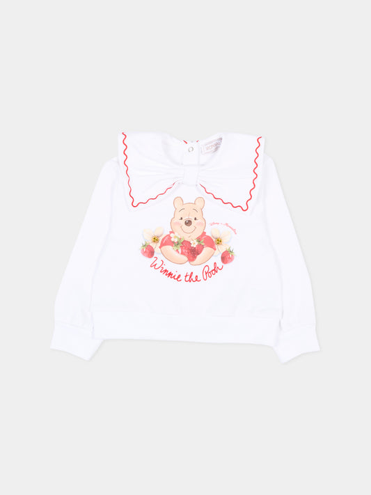 Felpa bianca per neonata con Winnie the Pooh,Monnalisa,39G614 - 7007 - 0099