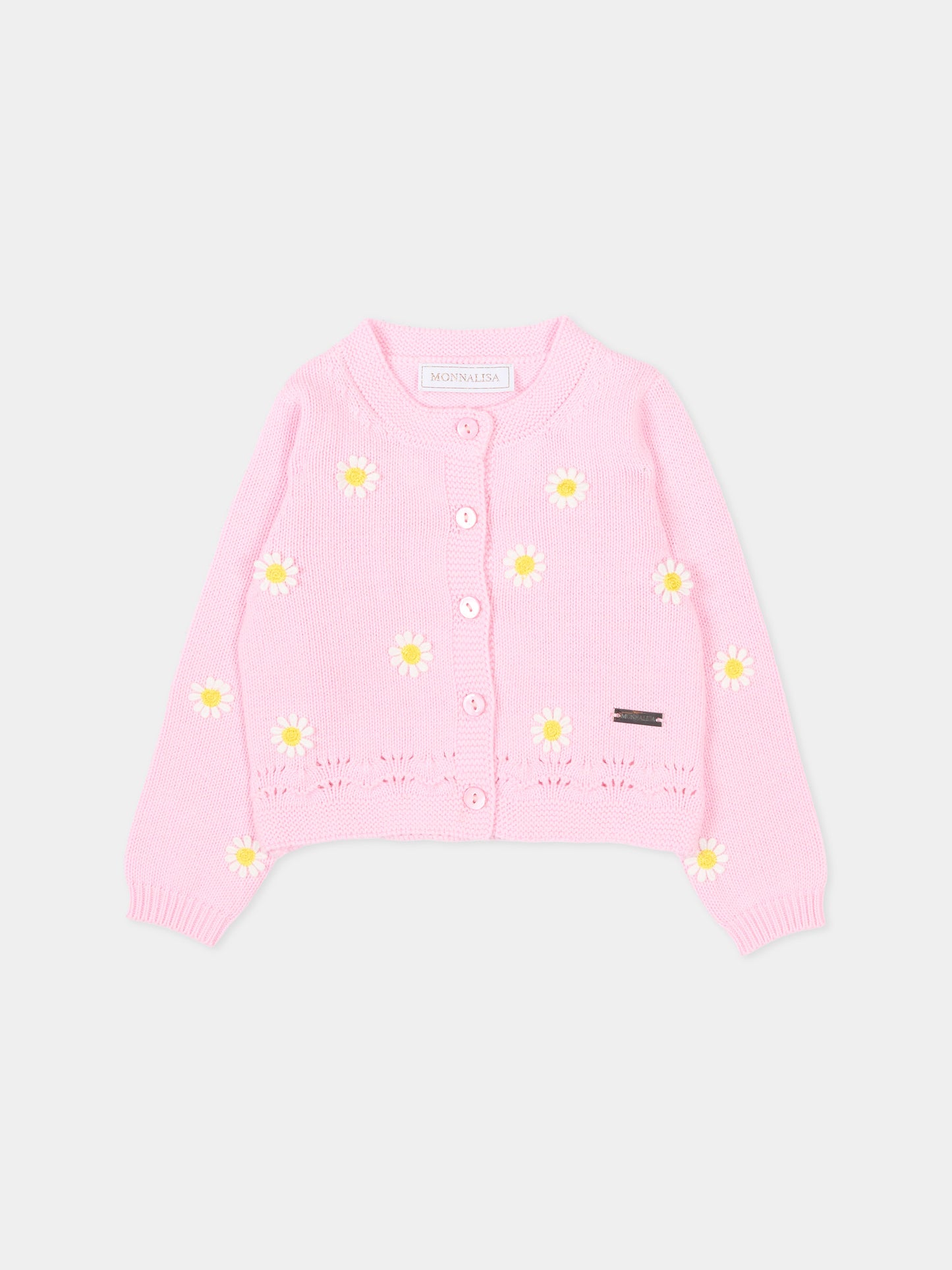 Cardigan rosa per neonata con margherite,Monnalisa,39G800 - 7040 - 0090