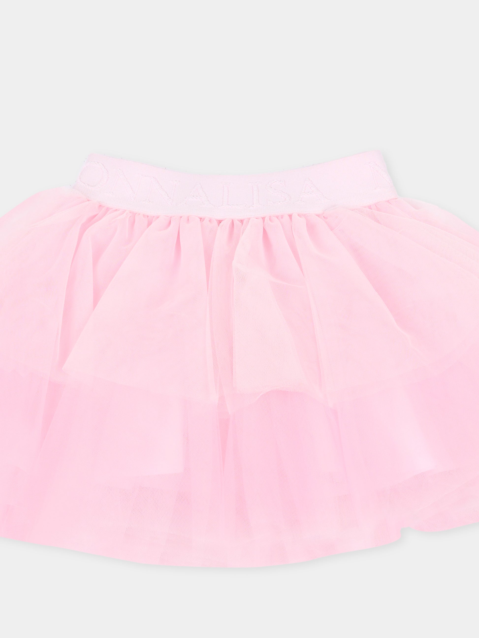 Gonna rosa per neonata con logo,Monnalisa,37GGON - T9945 - 092C