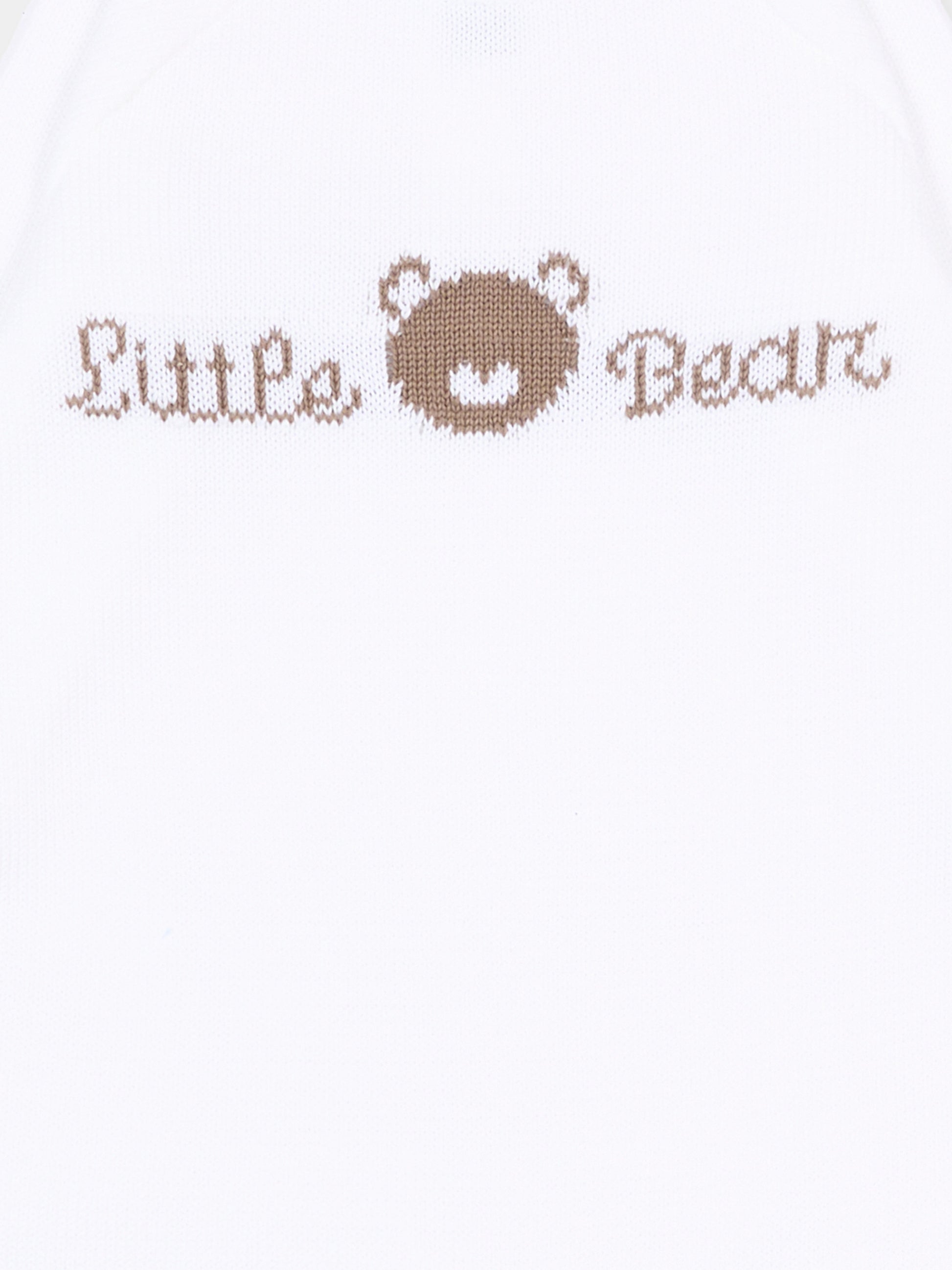 Tutina bianca per neonati con logo,Little Bear,3123 BCO/CACAO