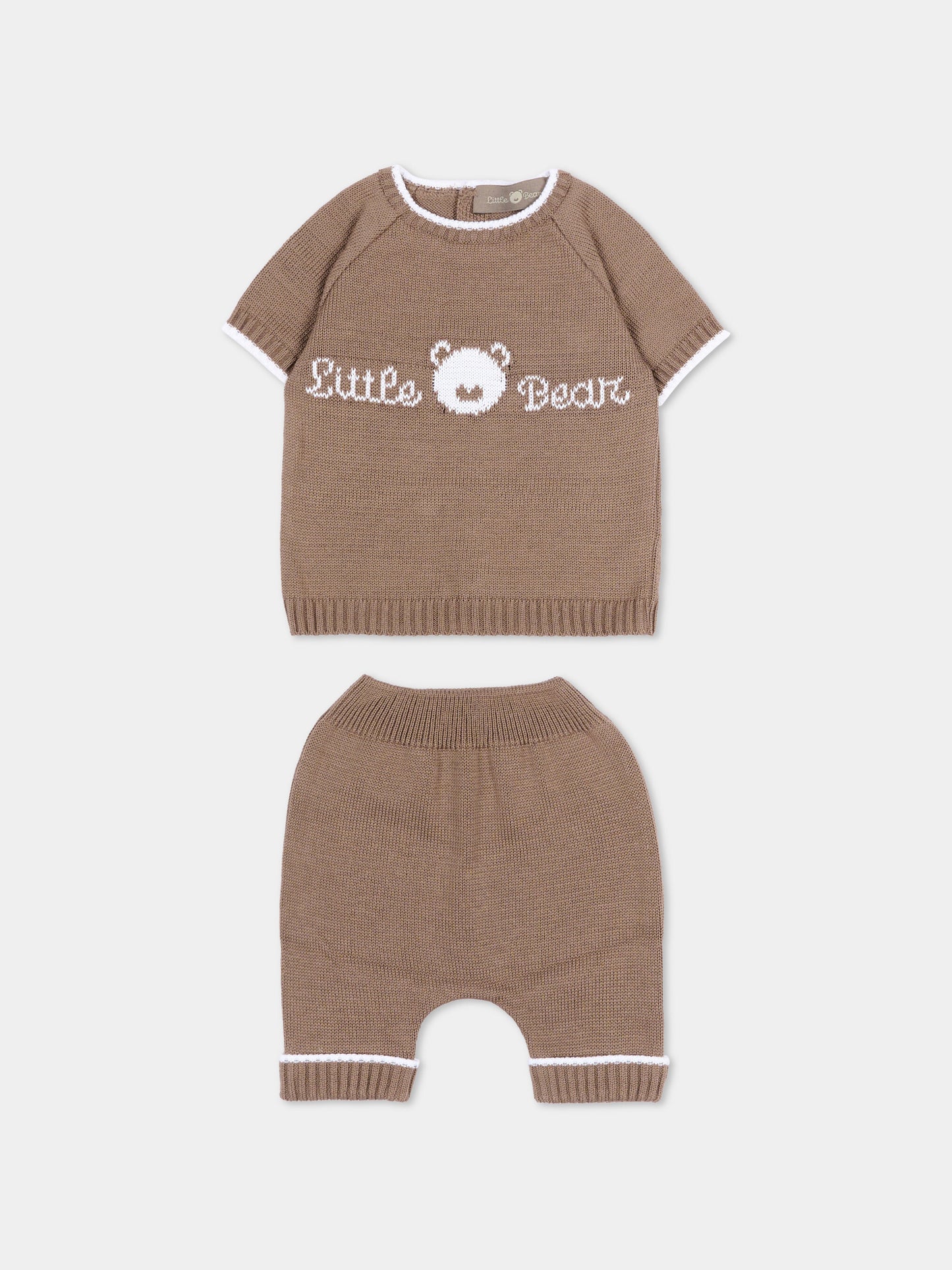 Completo nascita marrone per neonato con logo,Little Bear,3124 CACAO/BCO