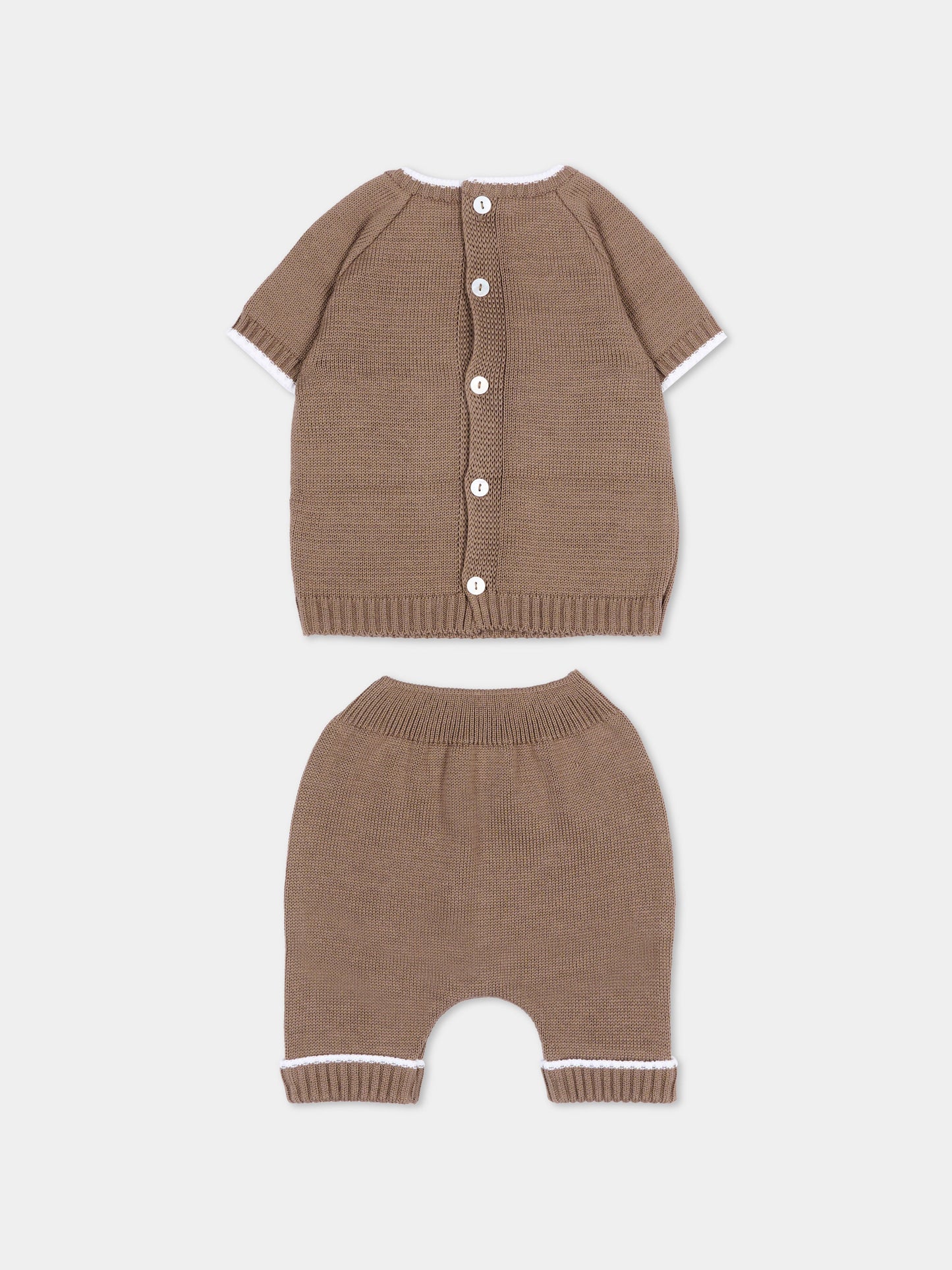 Completo nascita marrone per neonato con logo,Little Bear,3124 CACAO/BCO