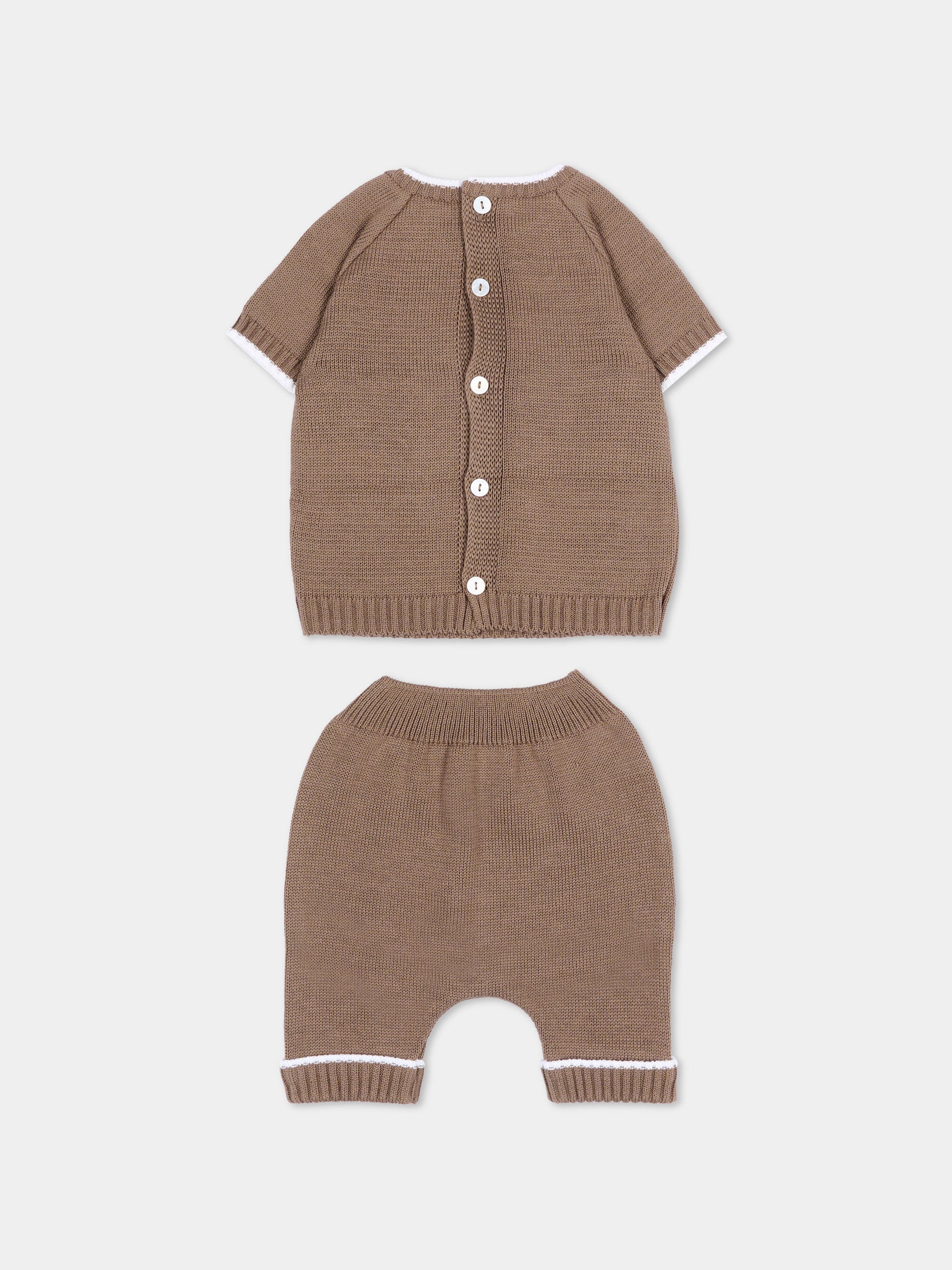 Completo nascita marrone per neonato con logo,Little Bear,3124 CACAO/BCO