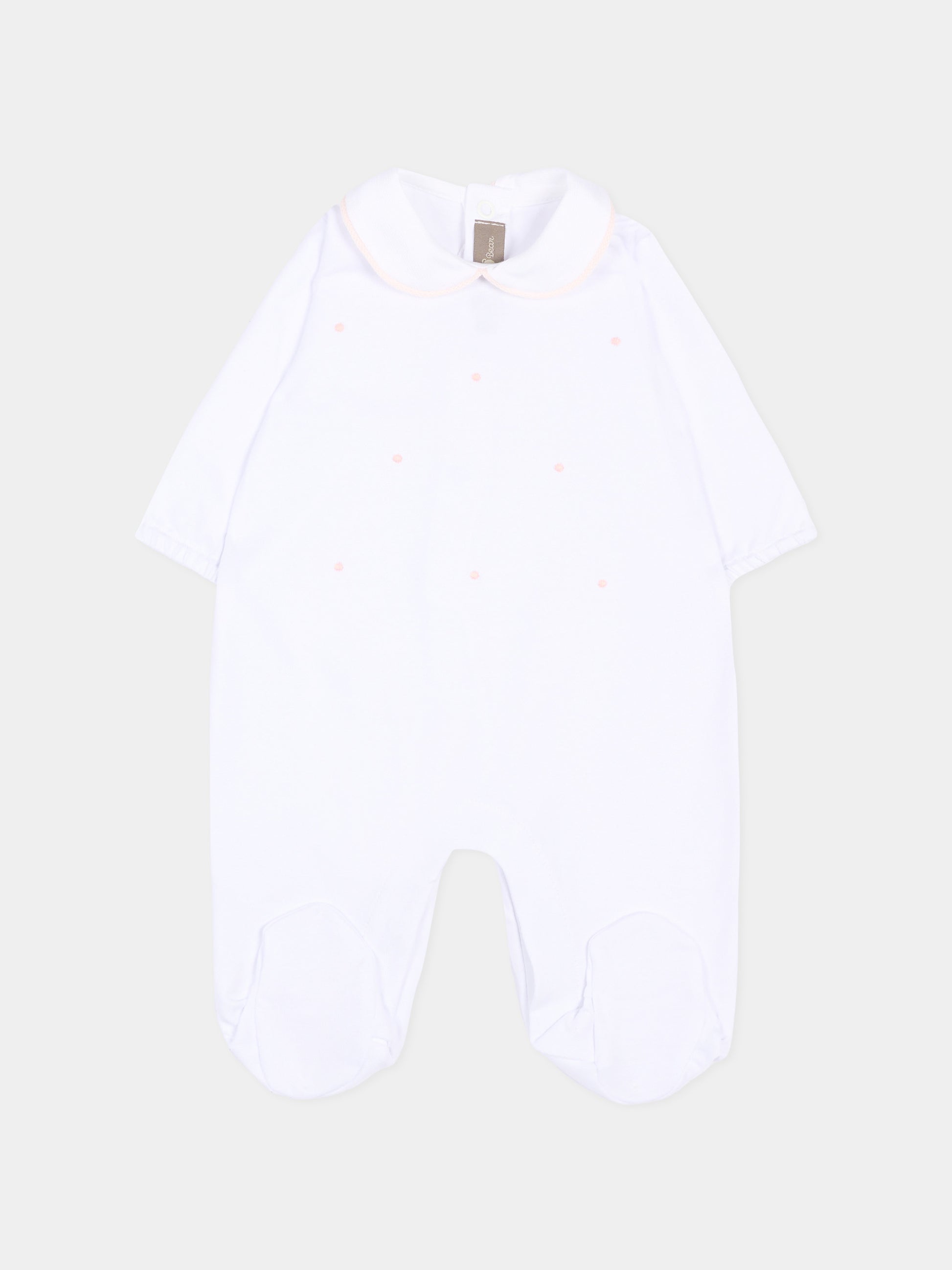 Tutina bianca per neonata con pois rosa,Little Bear,3063 BCO/ROSA