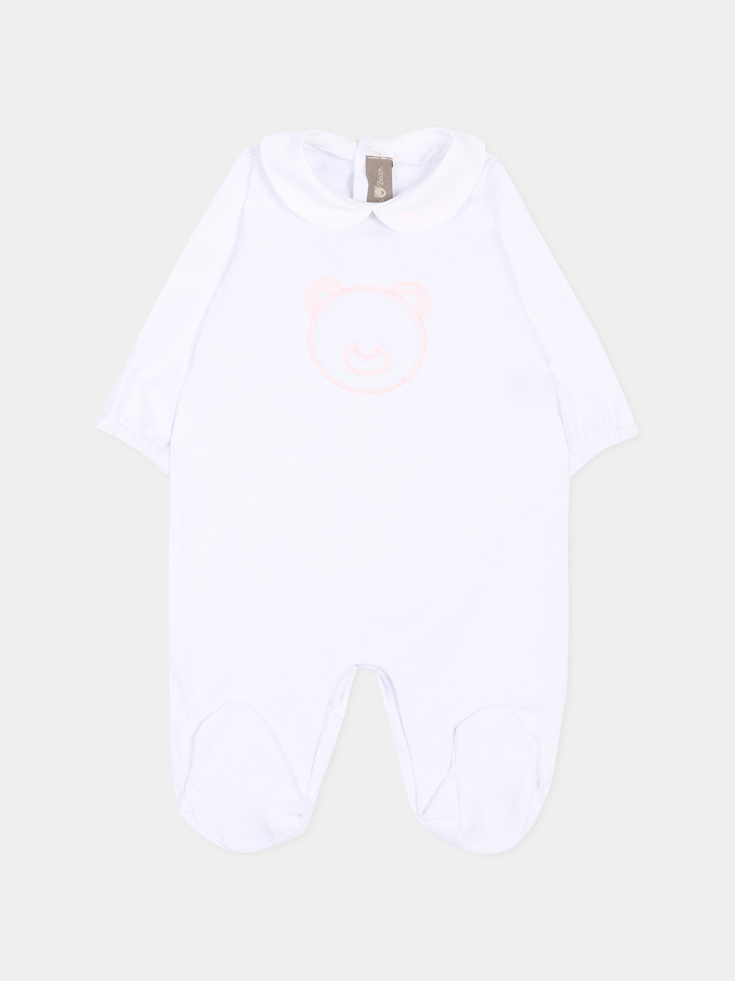 Tutina bianca per neonata con orsetto,Little Bear,3062 BCO/ROSA