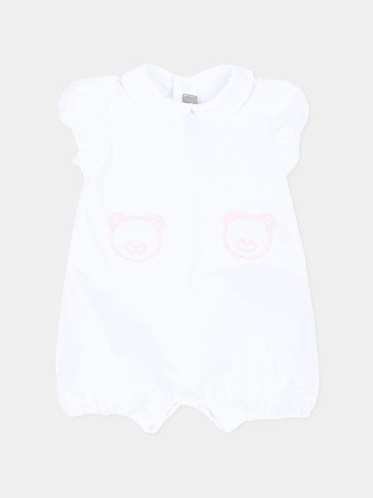 White romper for Baby Girl with little bears
