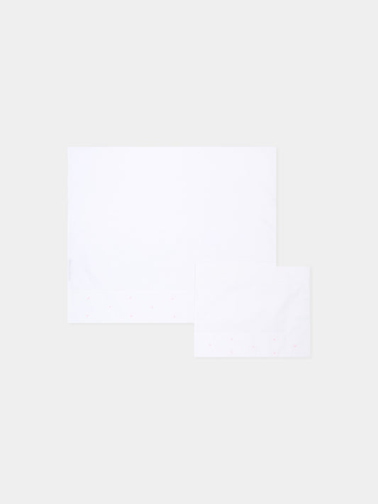 Lenzuola avorio per neonata con pois rosa,Little Bear,2040 BCO/ROSA