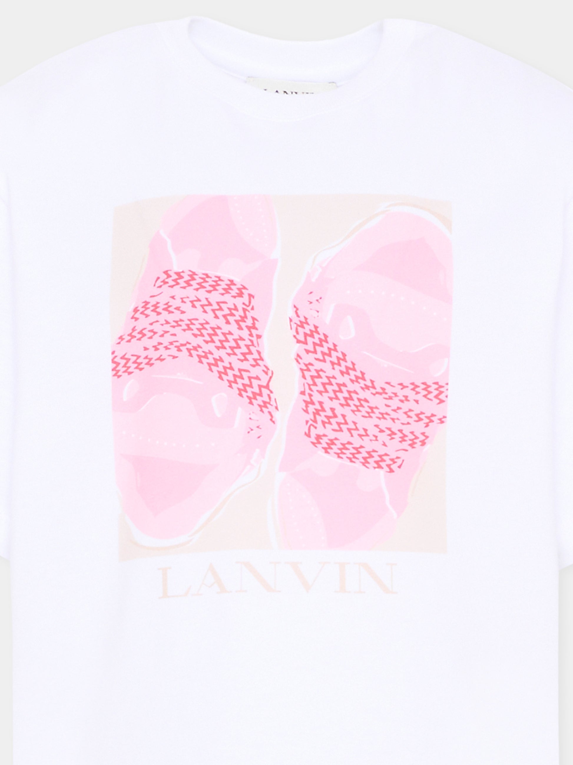 T-Shirt bianca per bambina con stampa sneakers,Lanvin Petite,N30332 10P