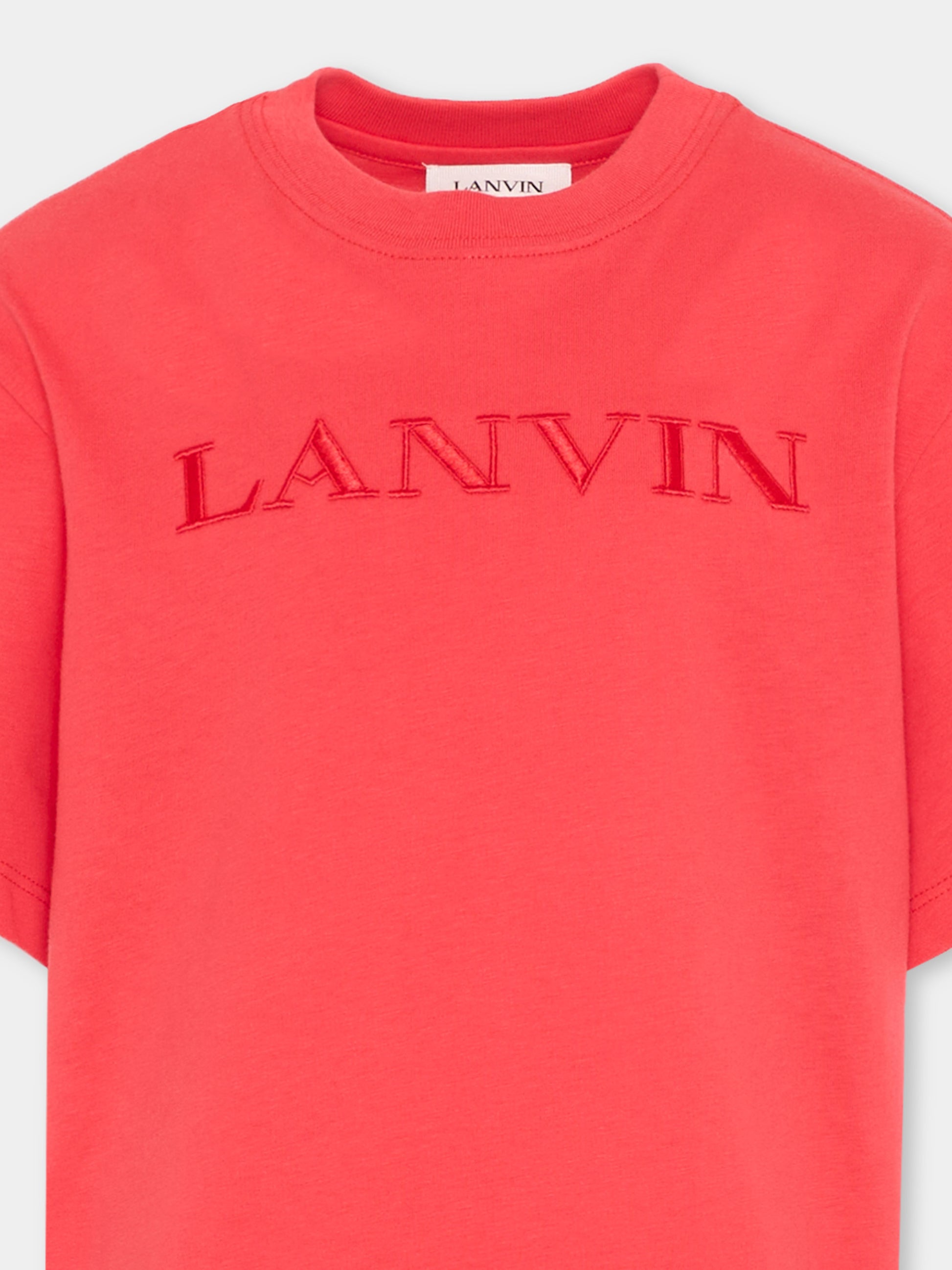 Vestito rosso Lanvin per bambina logo,Lanvin Petite,N30341 998