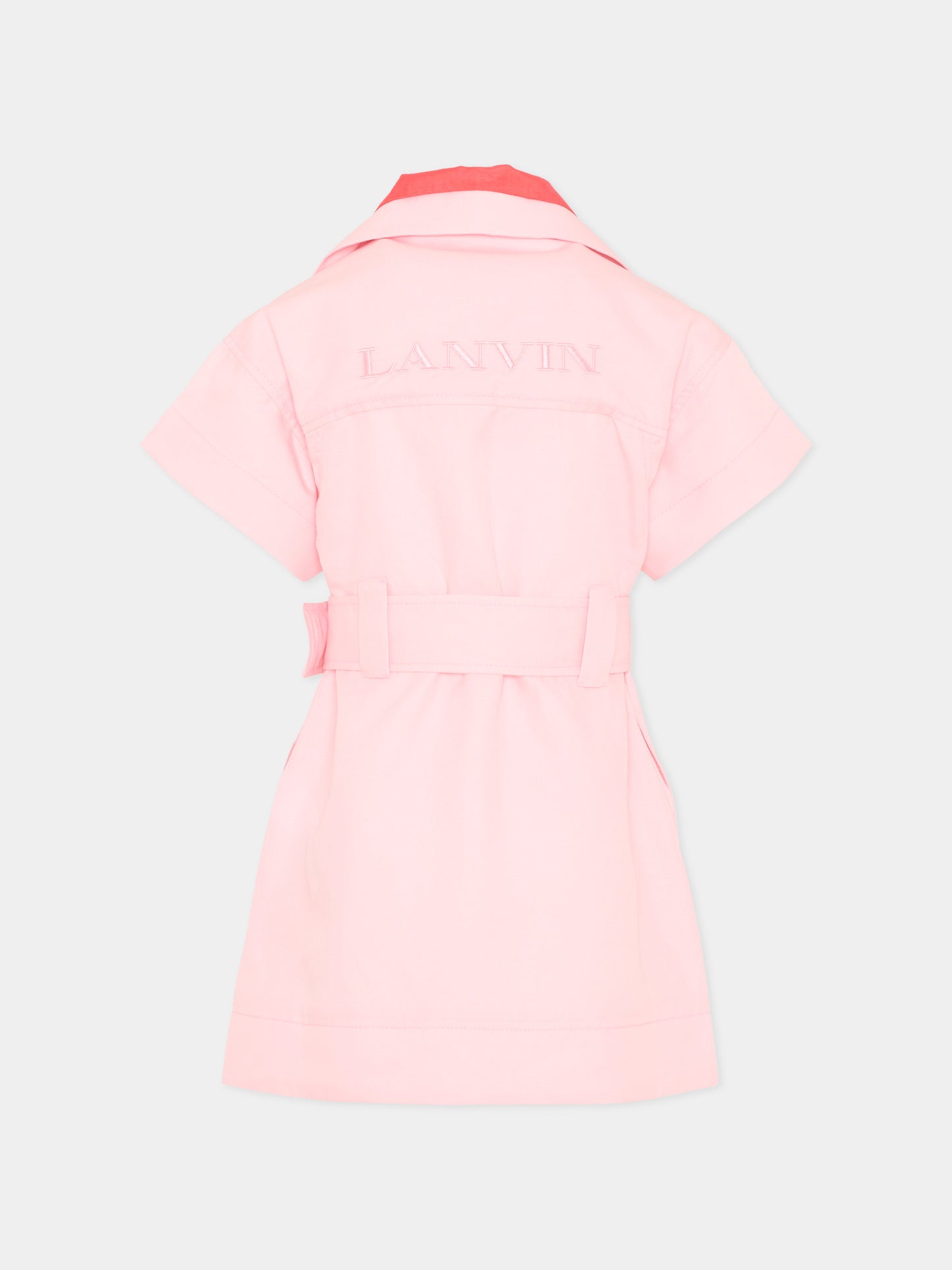 Vestito rosa per bambina con cintura,Lanvin Petite,N30344 S79