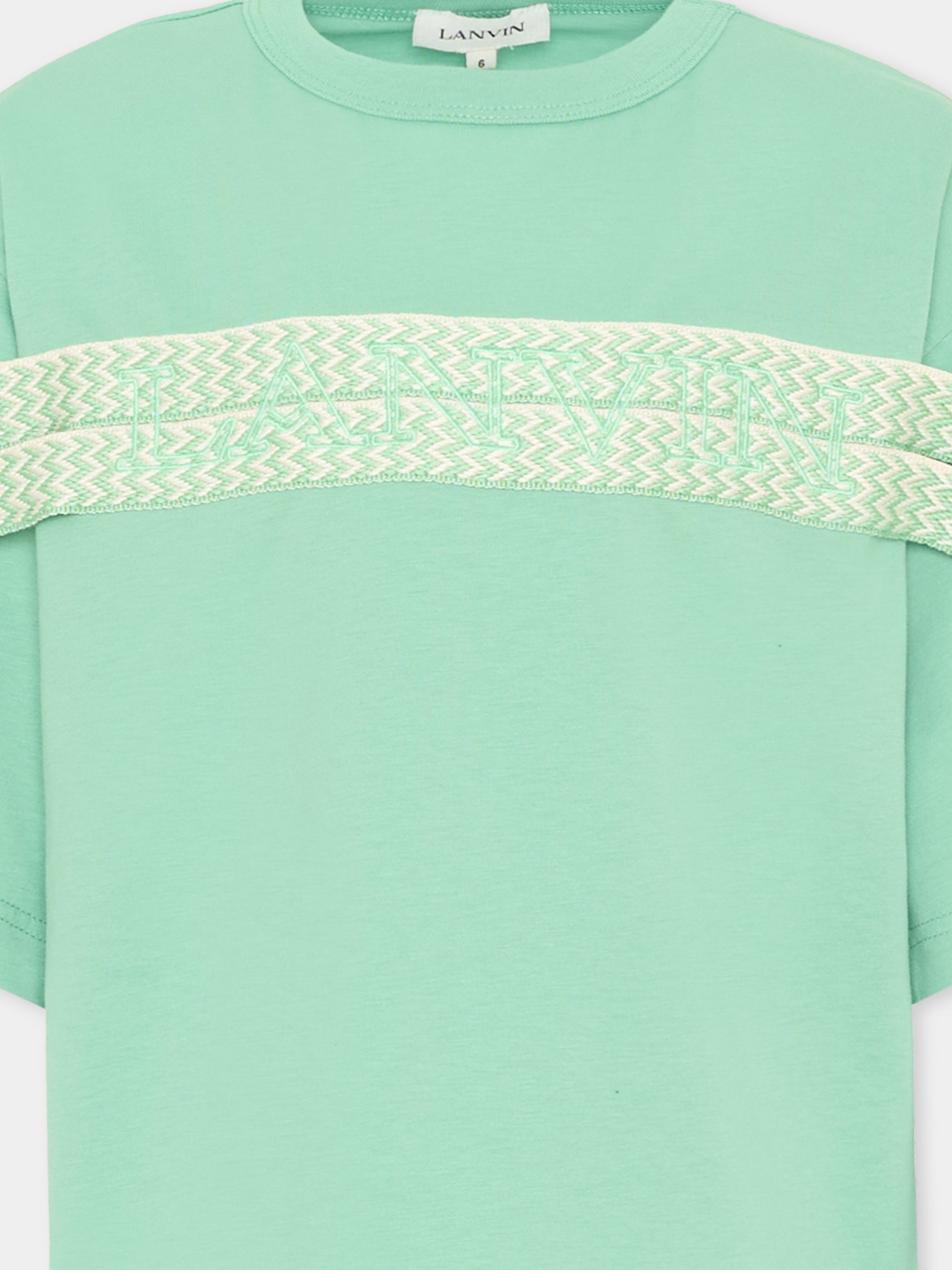 T-Shirt verde per bambini con logo,Lanvin Petite,N30362 68N