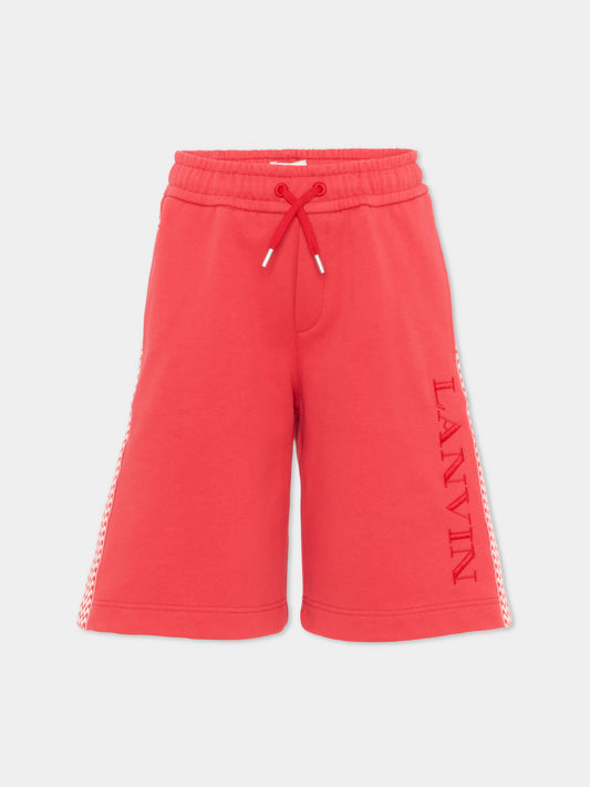 Shorts sportivi rossi per bambino con logo,Lanvin Petite,N30378 998
