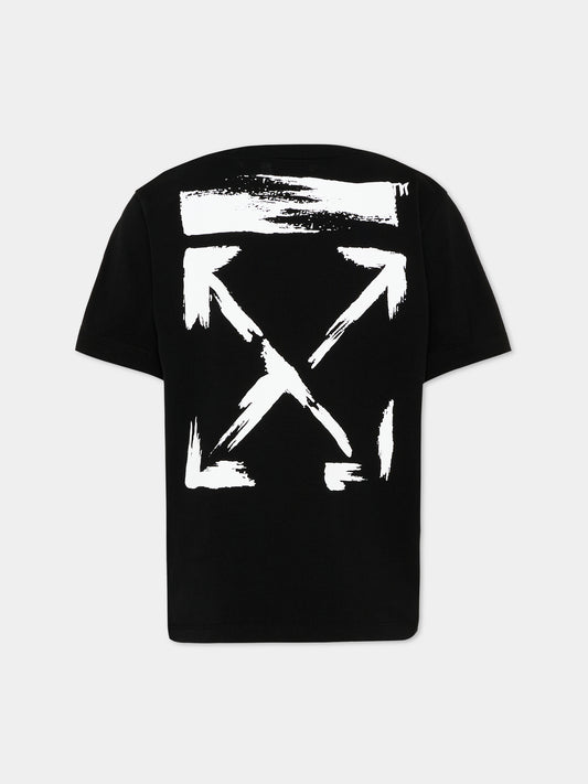 T-Shirt nera per bambini con logo,Off White,44BAA002S26J006001