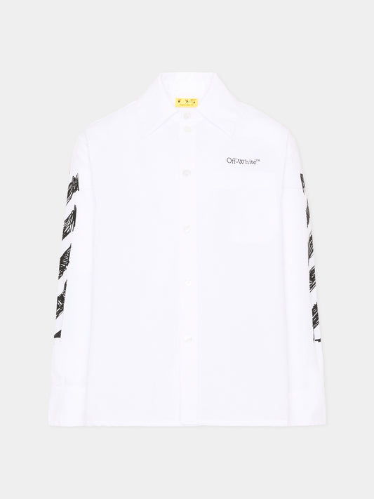 Camicia bianca per bambino con logo,Off White,44BGA00AS26F001100