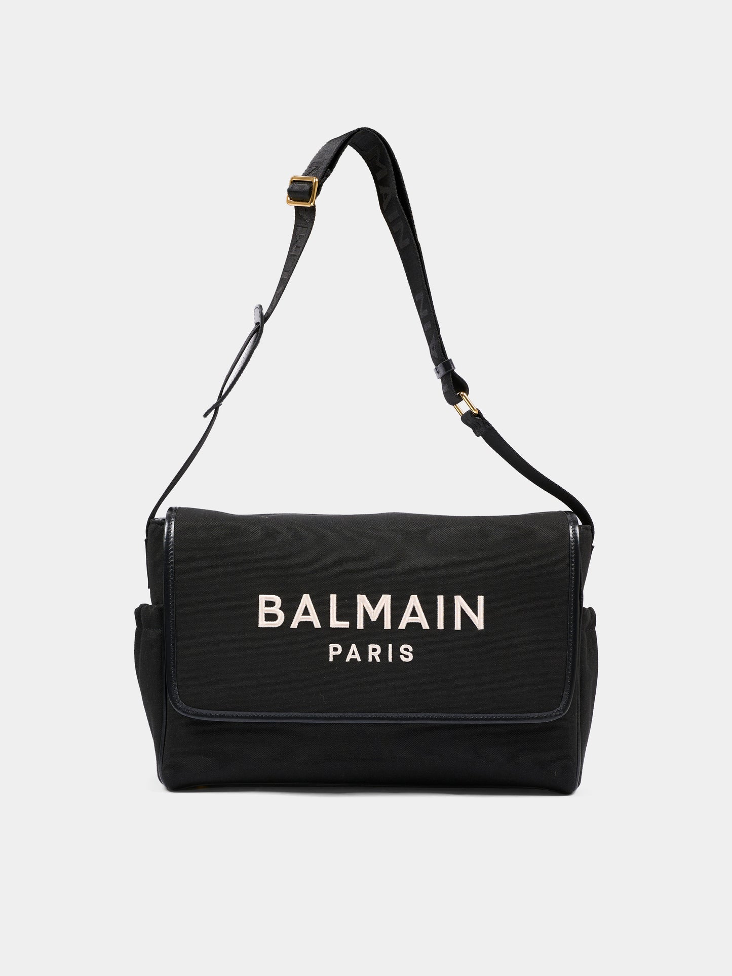 Borsa mamma nera per neonati con logo ricamato,Balmain Kids,BY0618-Z0042 930AV