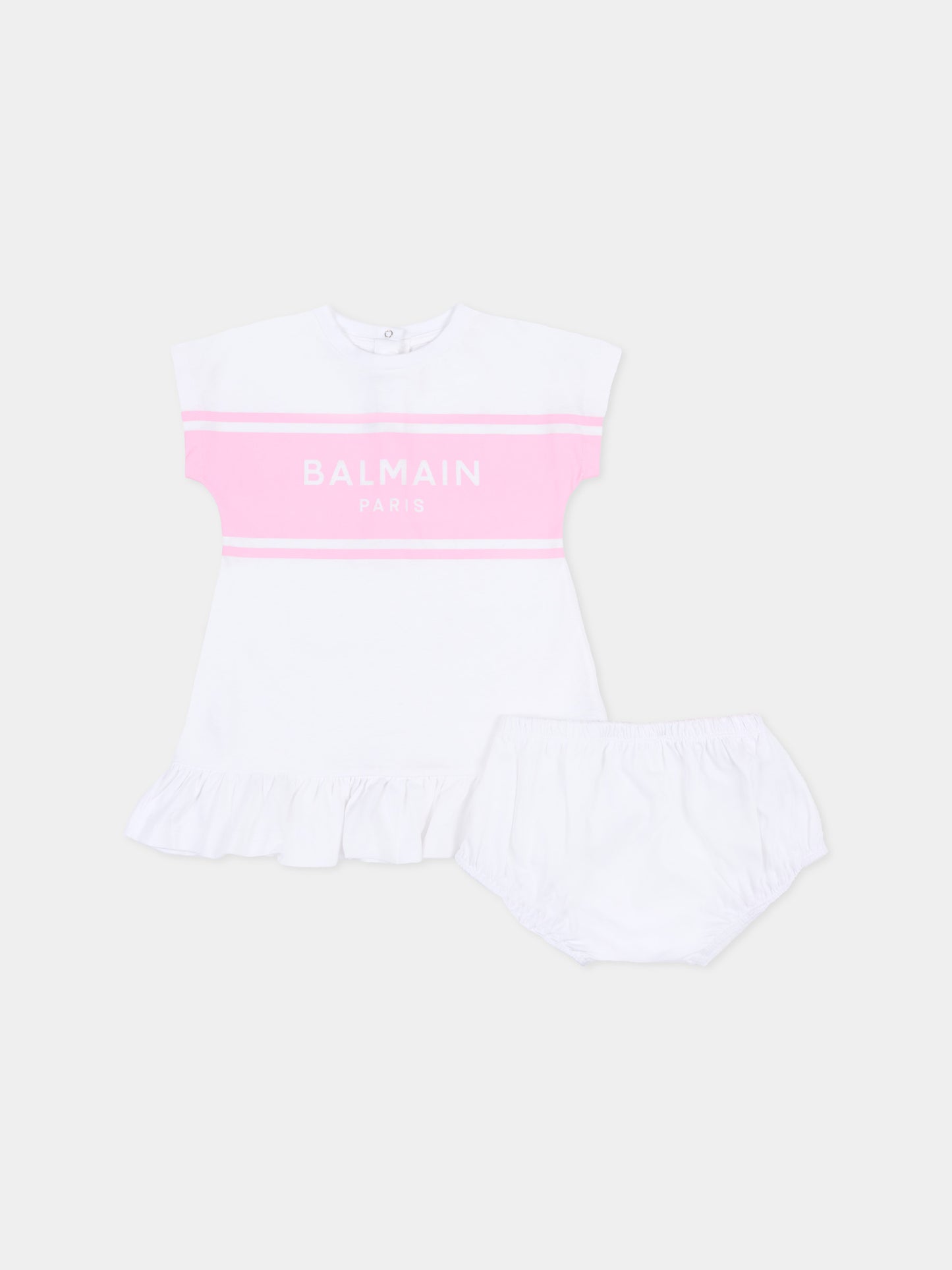 Vestito bianco per neonata con logo,Balmain Kids,BY1001-Z3672 100RS