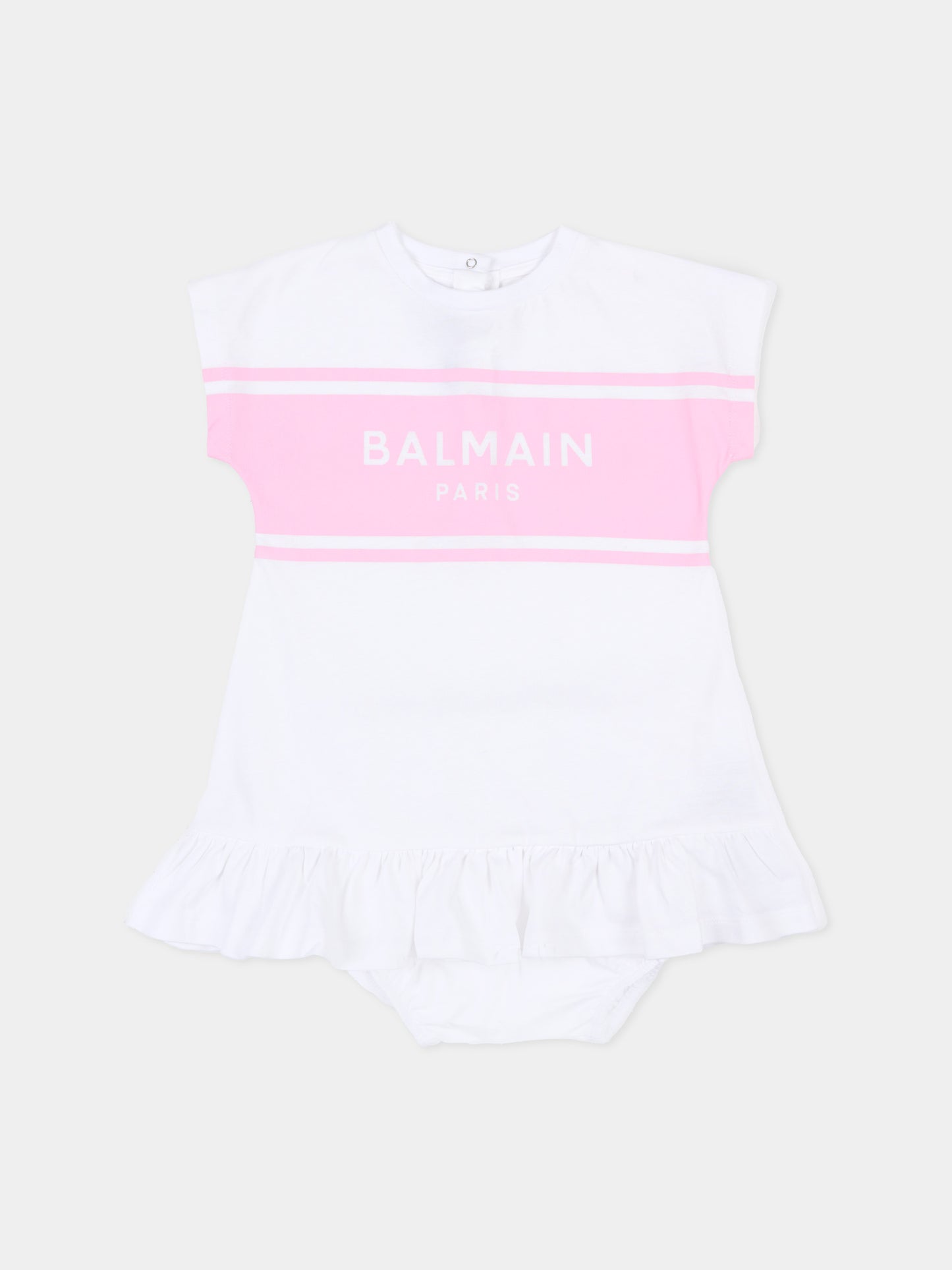 Vestito bianco per neonata con logo,Balmain Kids,BY1001-Z3672 100RS
