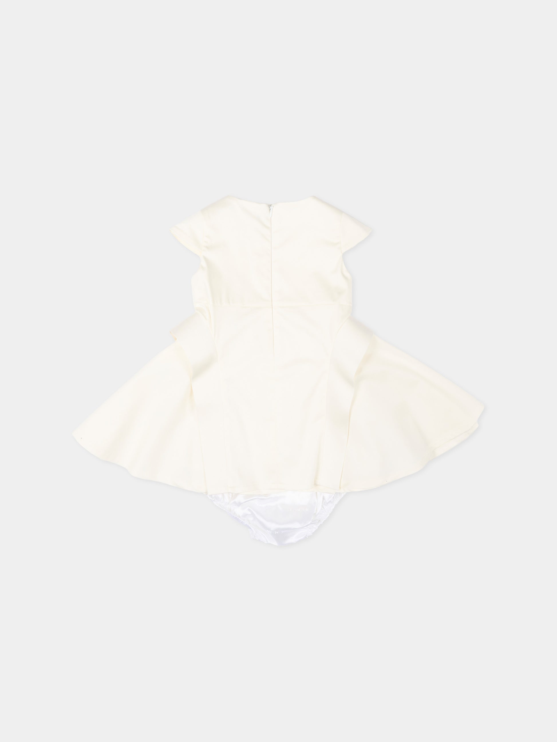 Abito bianco per neonata con bottoni dorati,Balmain Kids,BY1161-P0484 100