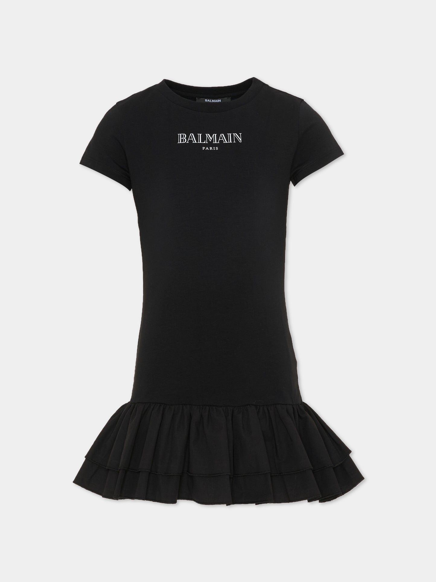 Abito nero per bambina con logo,Balmain Kids,BY1A41-Z3277 930BC