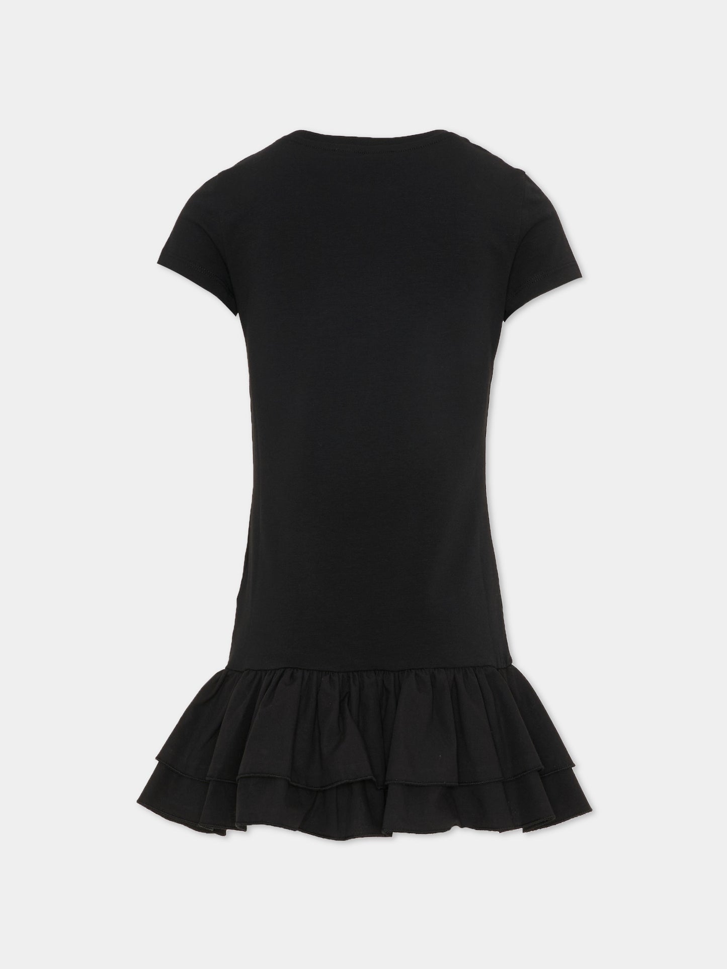 Abito nero per bambina con logo,Balmain Kids,BY1A41-Z3277 930BC