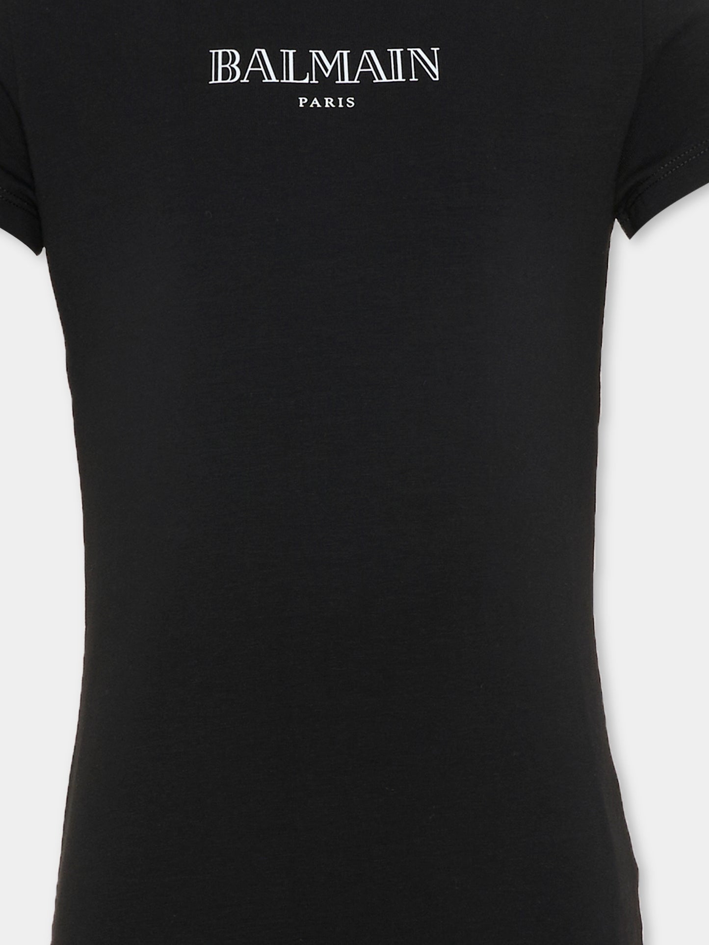 Abito nero per bambina con logo,Balmain Kids,BY1A41-Z3277 930BC