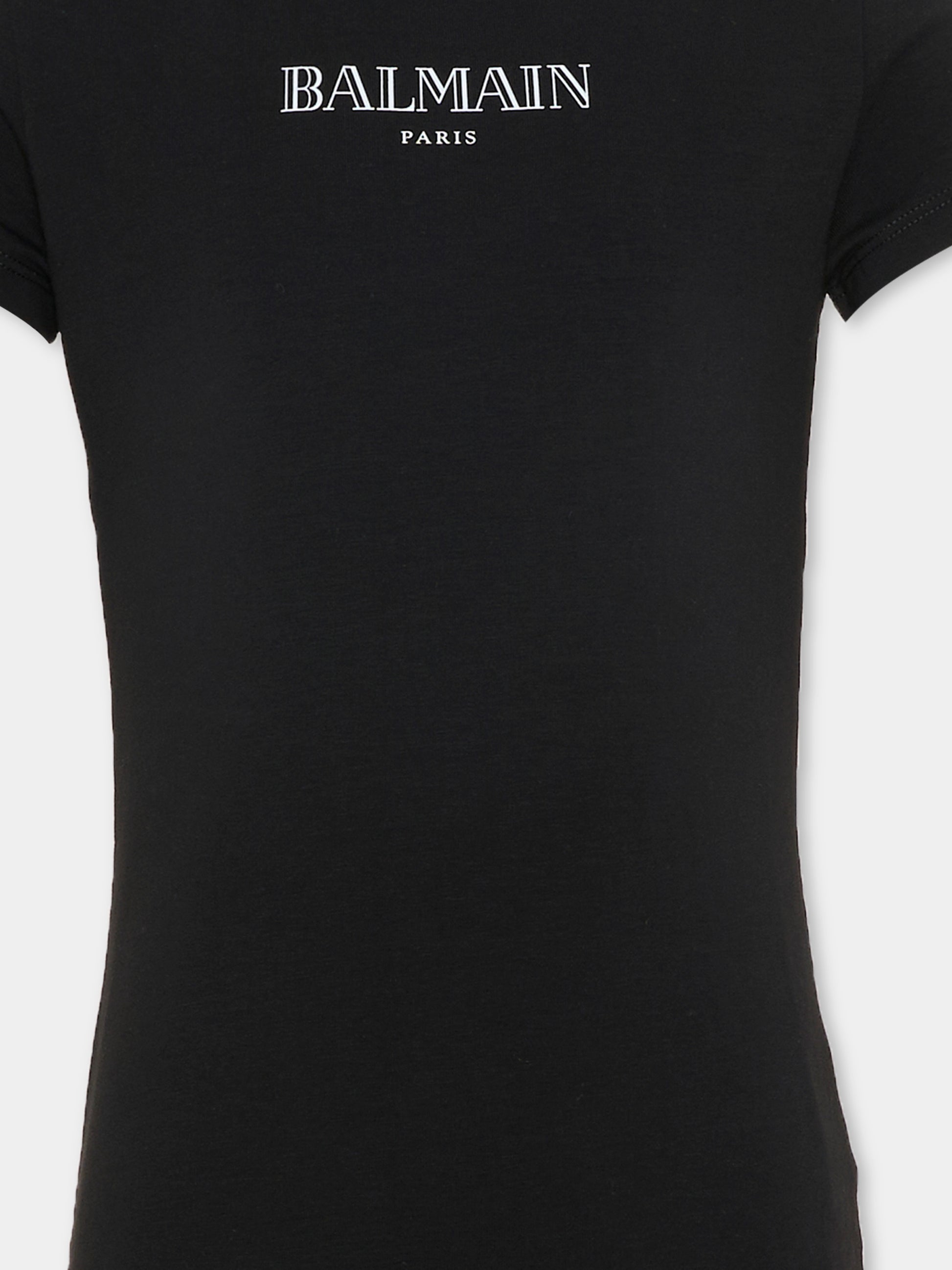 Abito nero per bambina con logo,Balmain Kids,BY1A41-Z3277 930BC