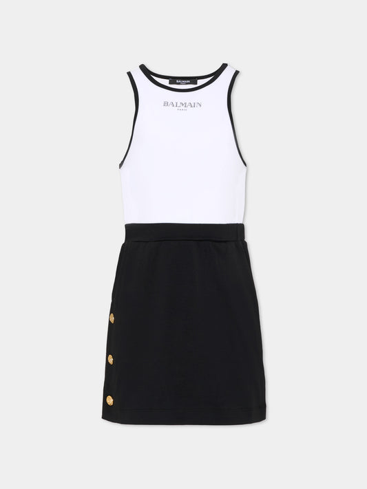 Vestito multicolor per bambina con logo,Balmain Kids,BY1B02-Z3277 930BC