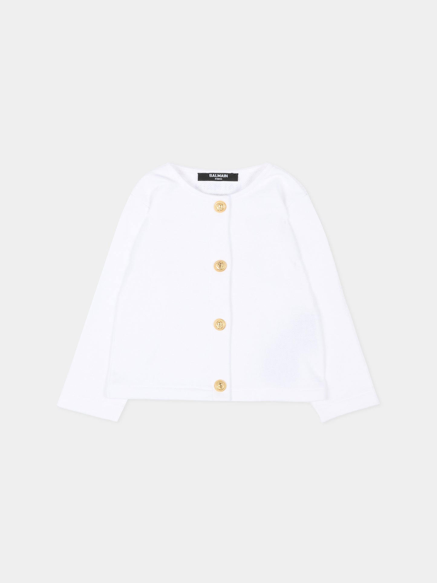 Giaccca bianca per neonata con bottoni dorati,Balmain Kids,BY2054-Z3183 100NE