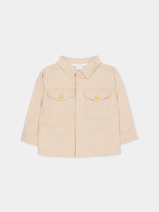 Giacca beige per neonato con bottoni oro,Balmain Kids,BY2507-G0197 107