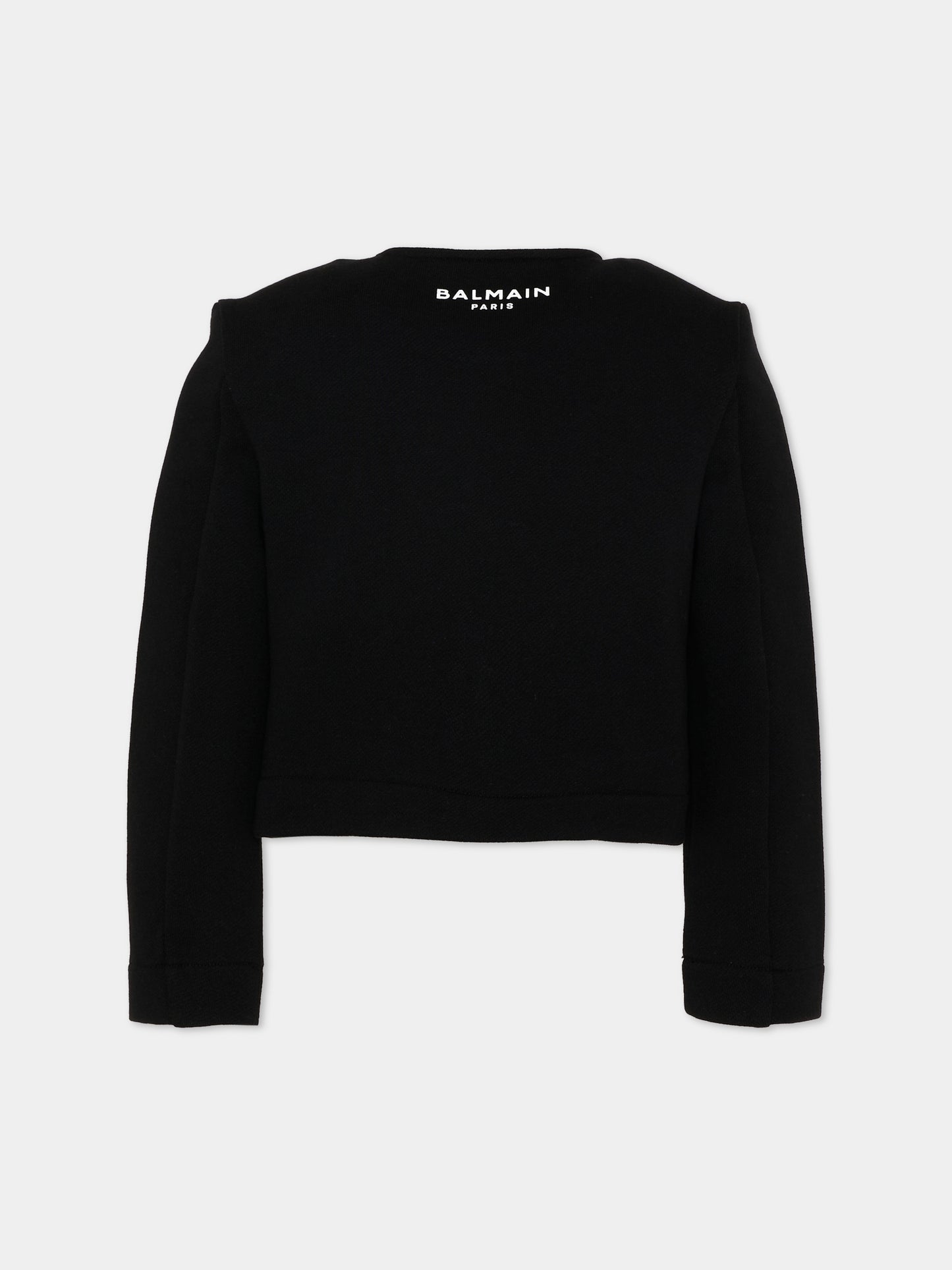 Giacca nero per bambina con bottoni dorati,Balmain Kids,BY2B04-Z3183 930BC