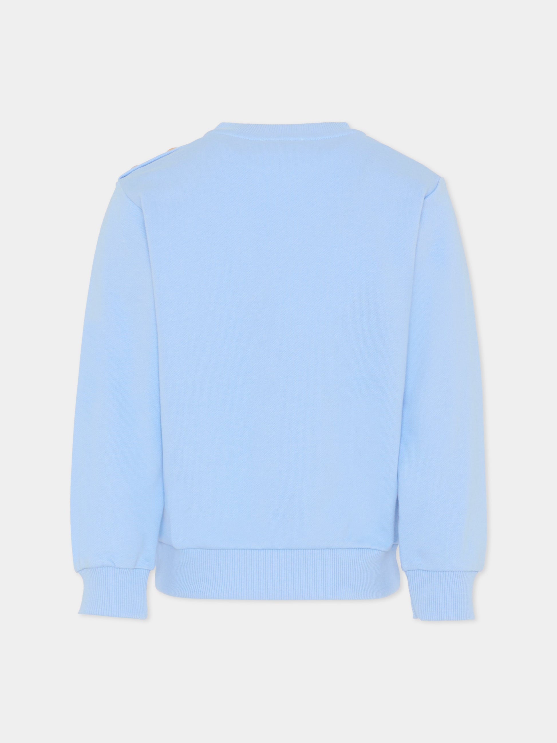 Felpa celeste per bambino con logo,Balmain Kids,BY4P20-Z3183 652NE