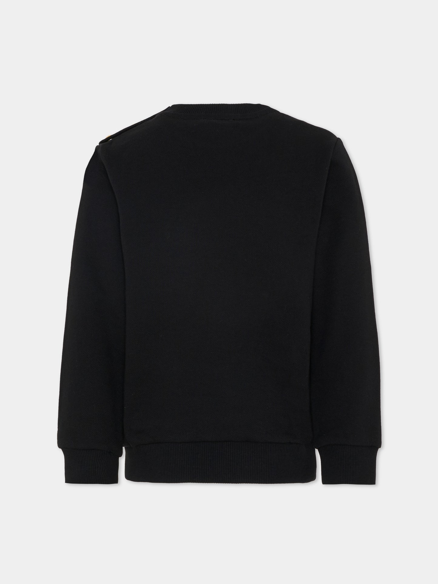 Felpa nera per bambini con logo,Balmain Kids,BY4P20-Z3183 930BC