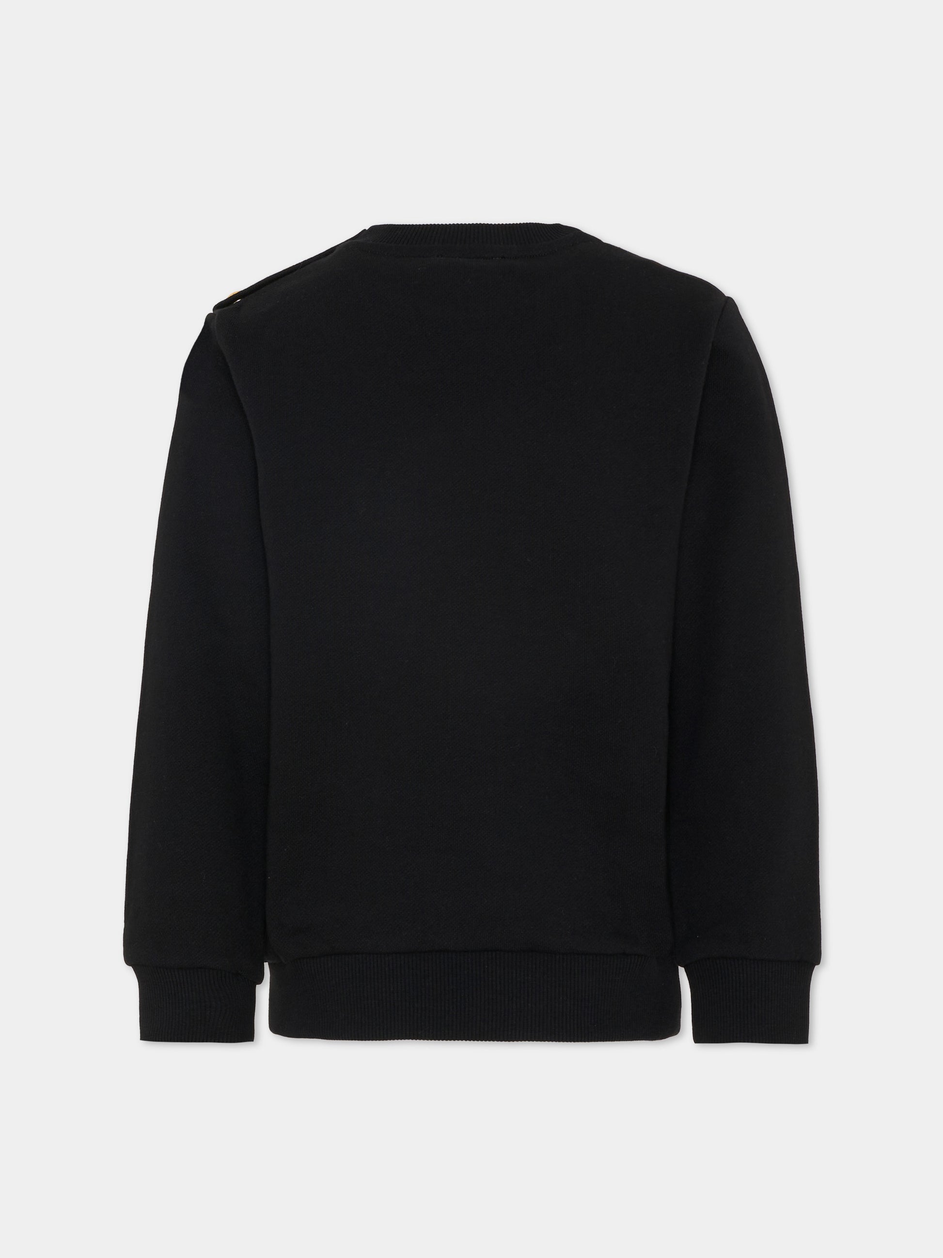 Felpa nera per bambini con logo,Balmain Kids,BY4P20-Z3183 930BC