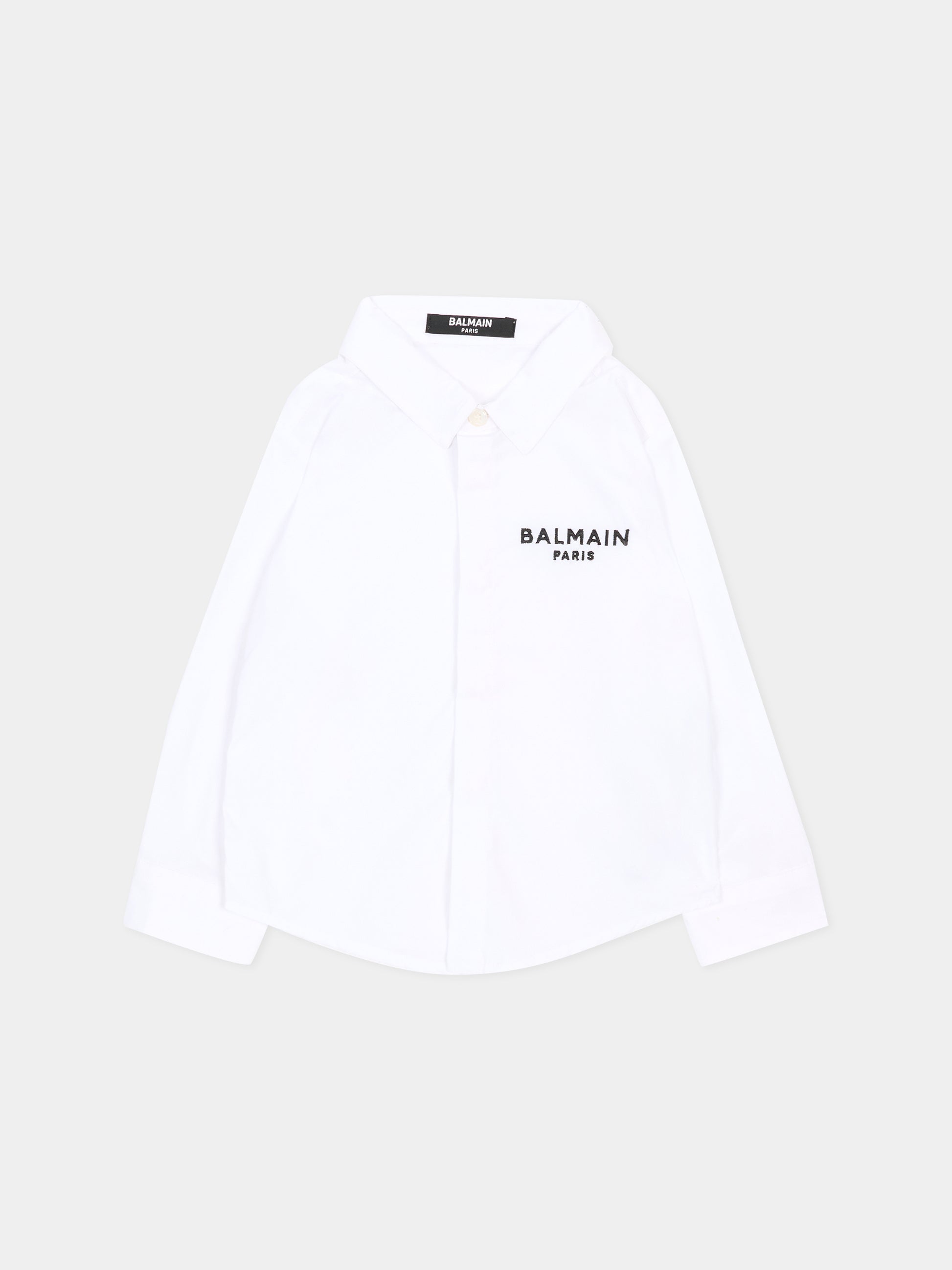 Camicia bianca per neonato con logo ricamato,Balmain Kids,BY5530 P0562 100NE