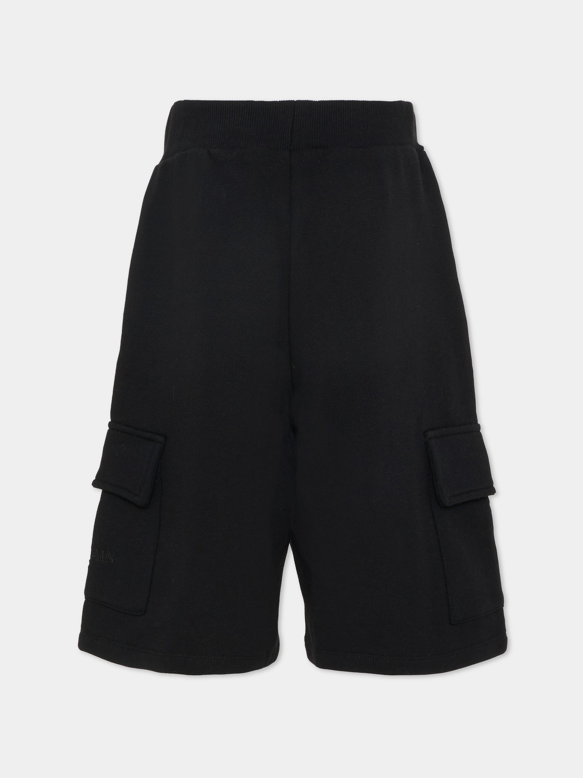 Shorts neri per bambino con logo ricamato,Balmain Kids,BY6P29-Z3183 930