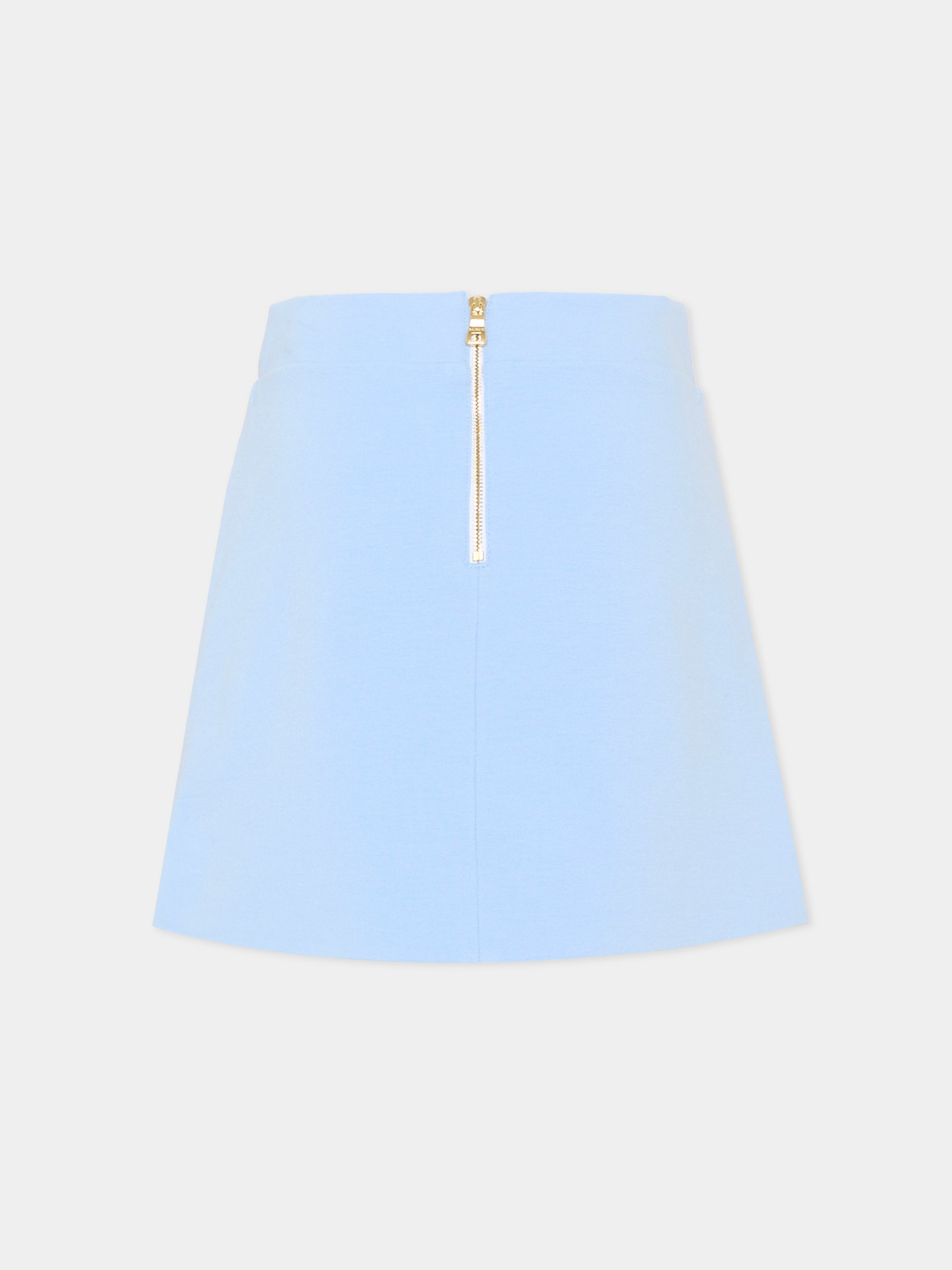 Gonna celeste per bambina con bottoni,Balmain Kids,BY7A71-J0371 652