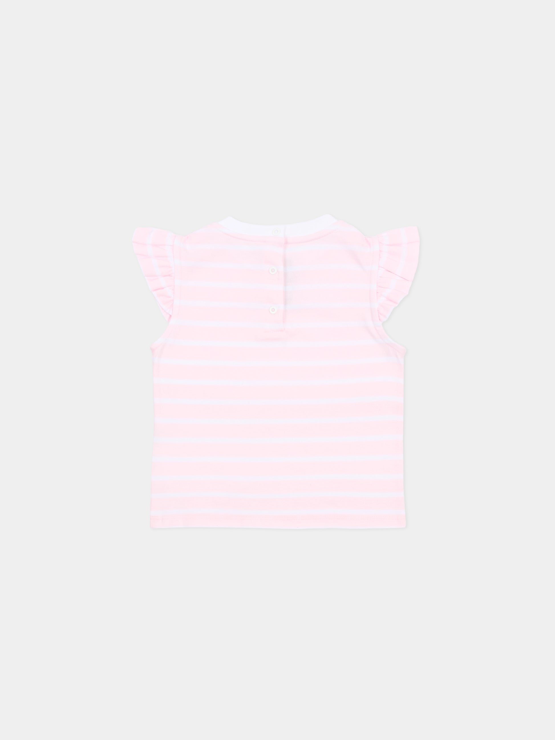 T-shirt rosa per neonata con logo,Balmain Kids,BY8011-Z3657 51EBC