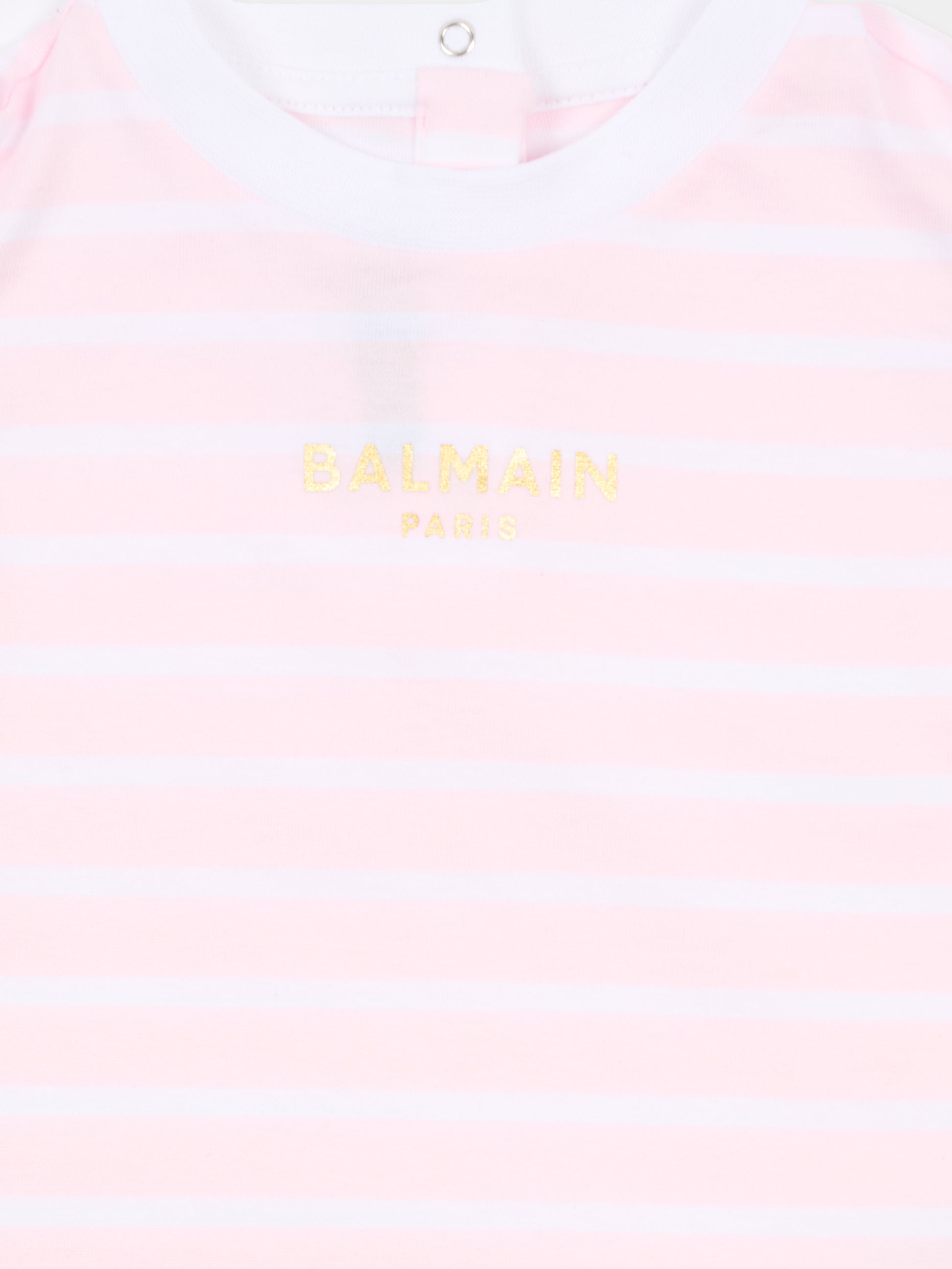 T-shirt rosa per neonata con logo,Balmain Kids,BY8011-Z3657 51EBC