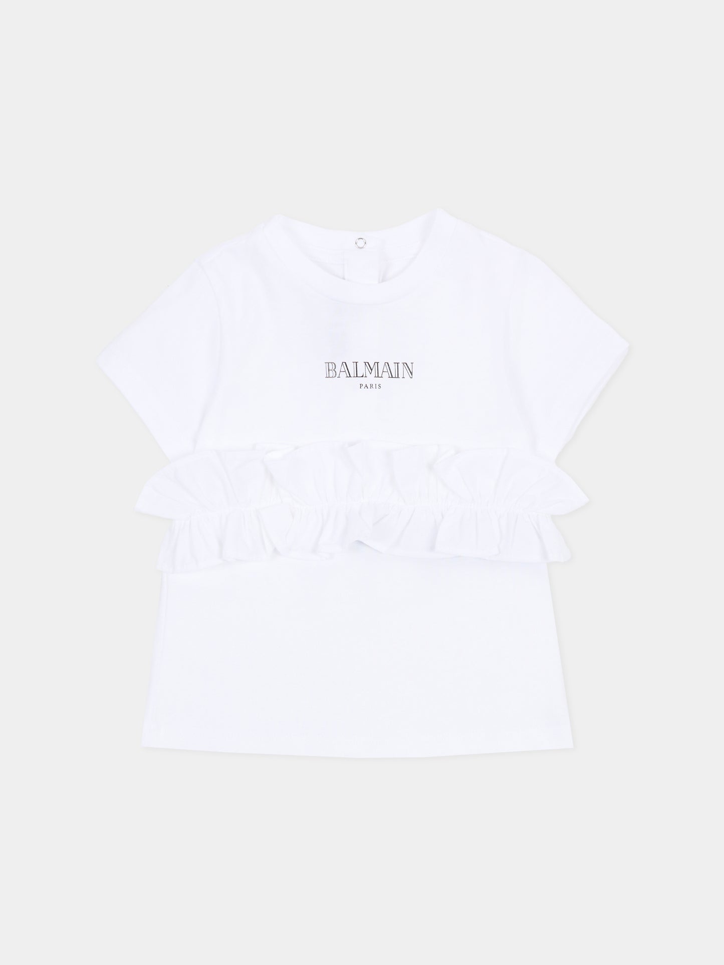 T-shirt bianca per neonati con logo,Balmain Kids,BY8081-Z3672 100NE